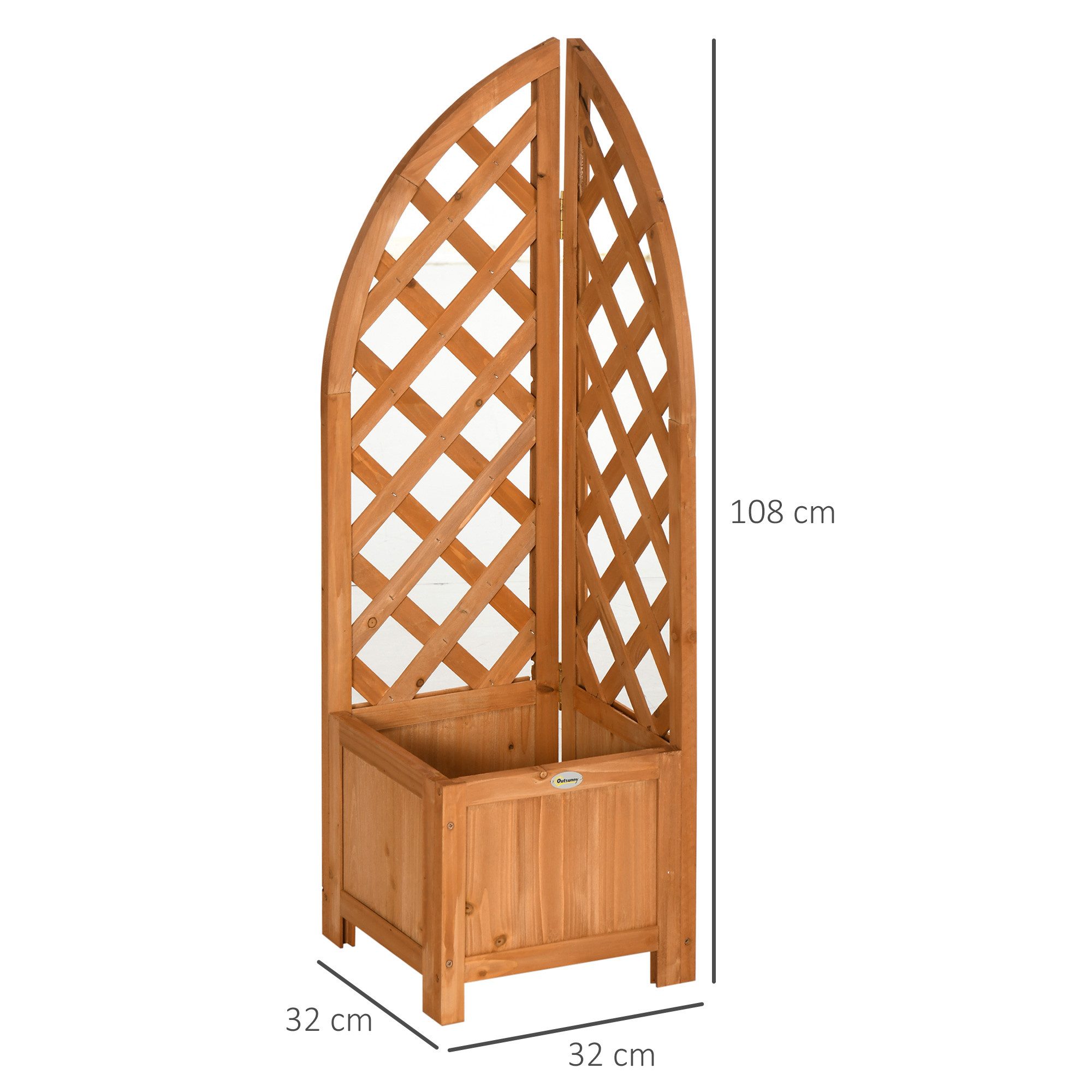 Outsunny Hochbeet Blumenhochbeet mit Eckspalier (Blumenkasten, 1 St., Pflanzenkasten), für Garten, Balkon, Braun – Bild 3 von 5