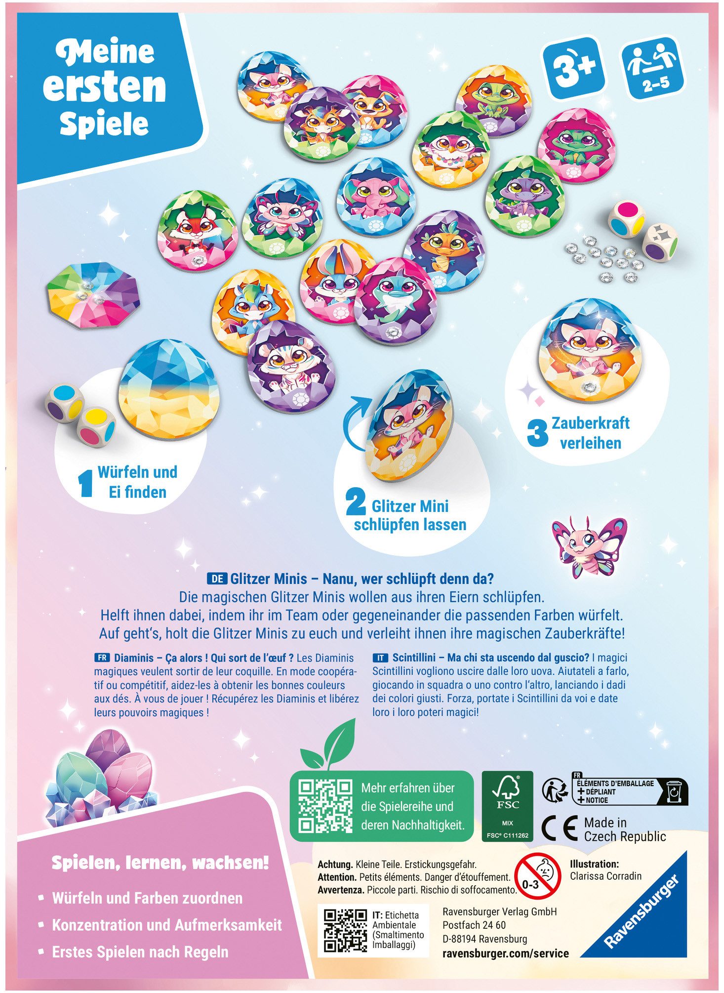 Ravensburger Spiel Glitzer Minis, Kinderspiel, Made in Europe