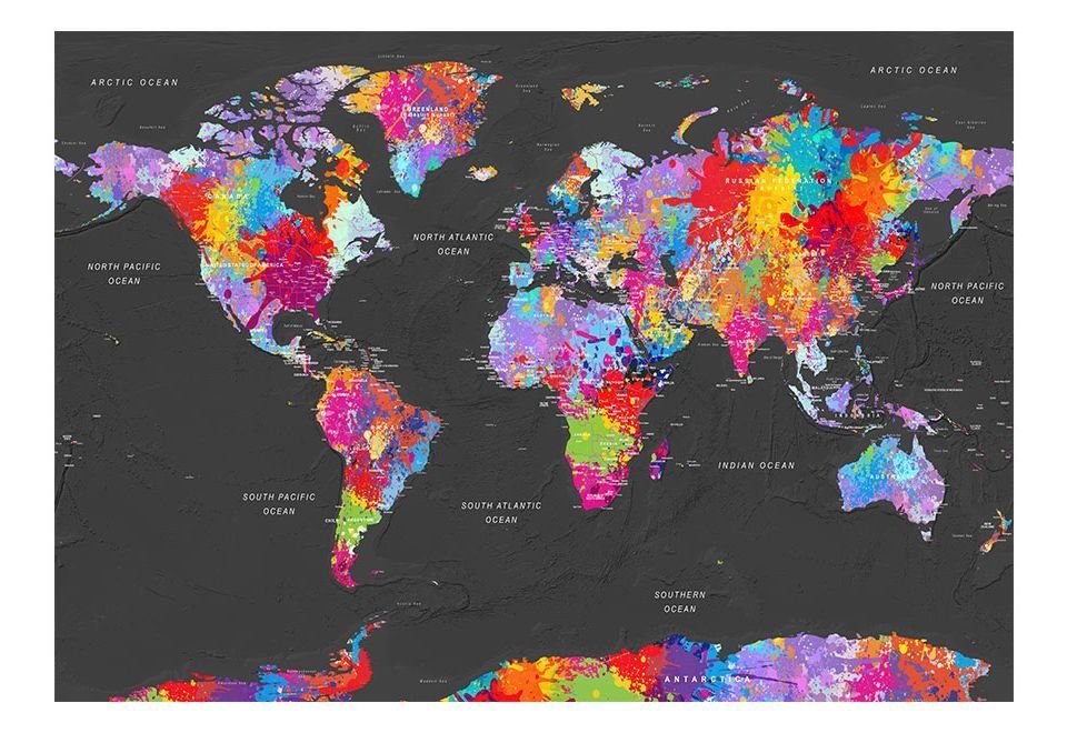 KUNSTLOFT Vliestapete World Map: lichtbeständige m, halb-matt, 1x0.7 Synesthesia Tapete Design