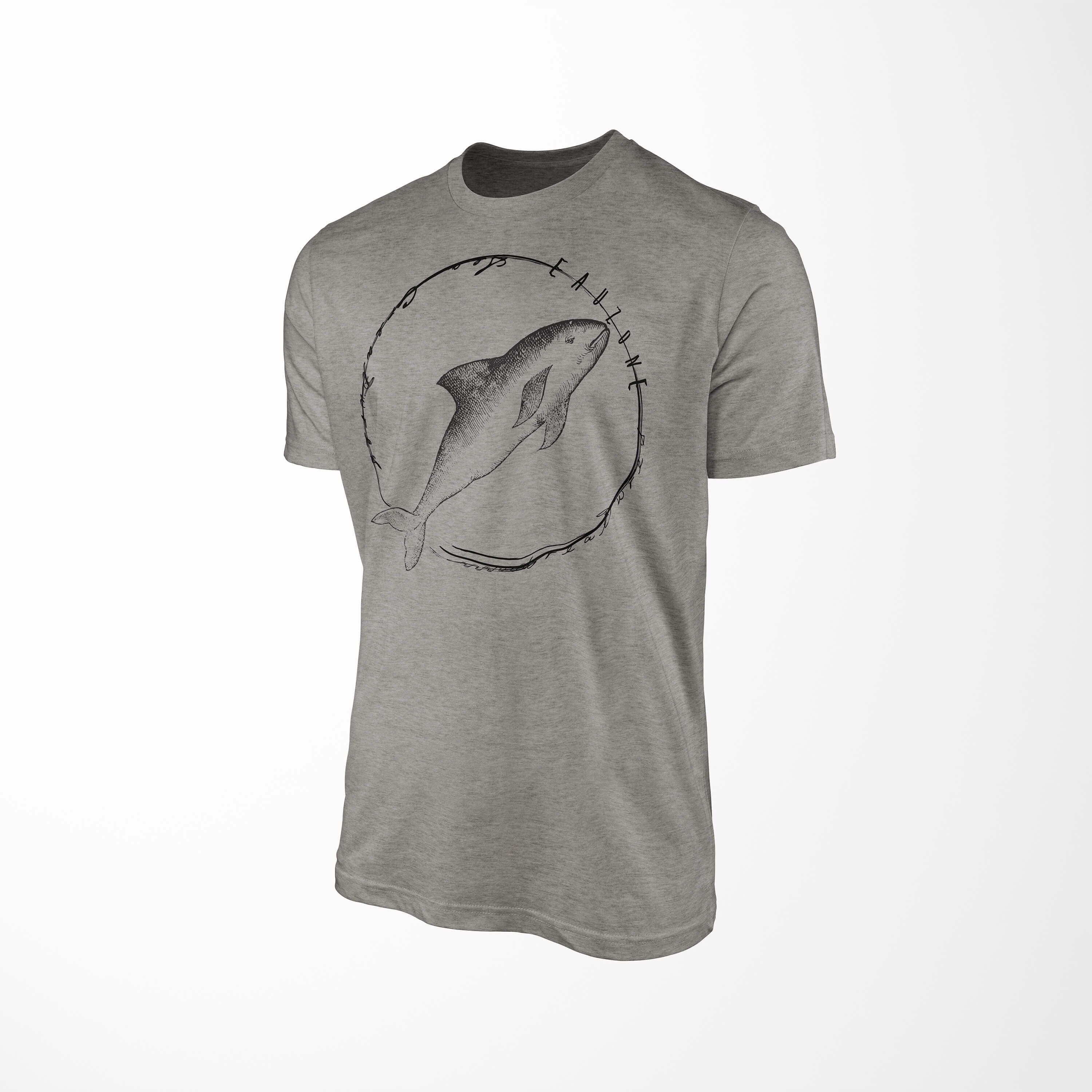 Sinus Art T-Shirt T-Shirt Tiefsee - Creatures, Schnitt 060 Serie: feine Struktur Fische Ash Sea sportlicher und Sea 