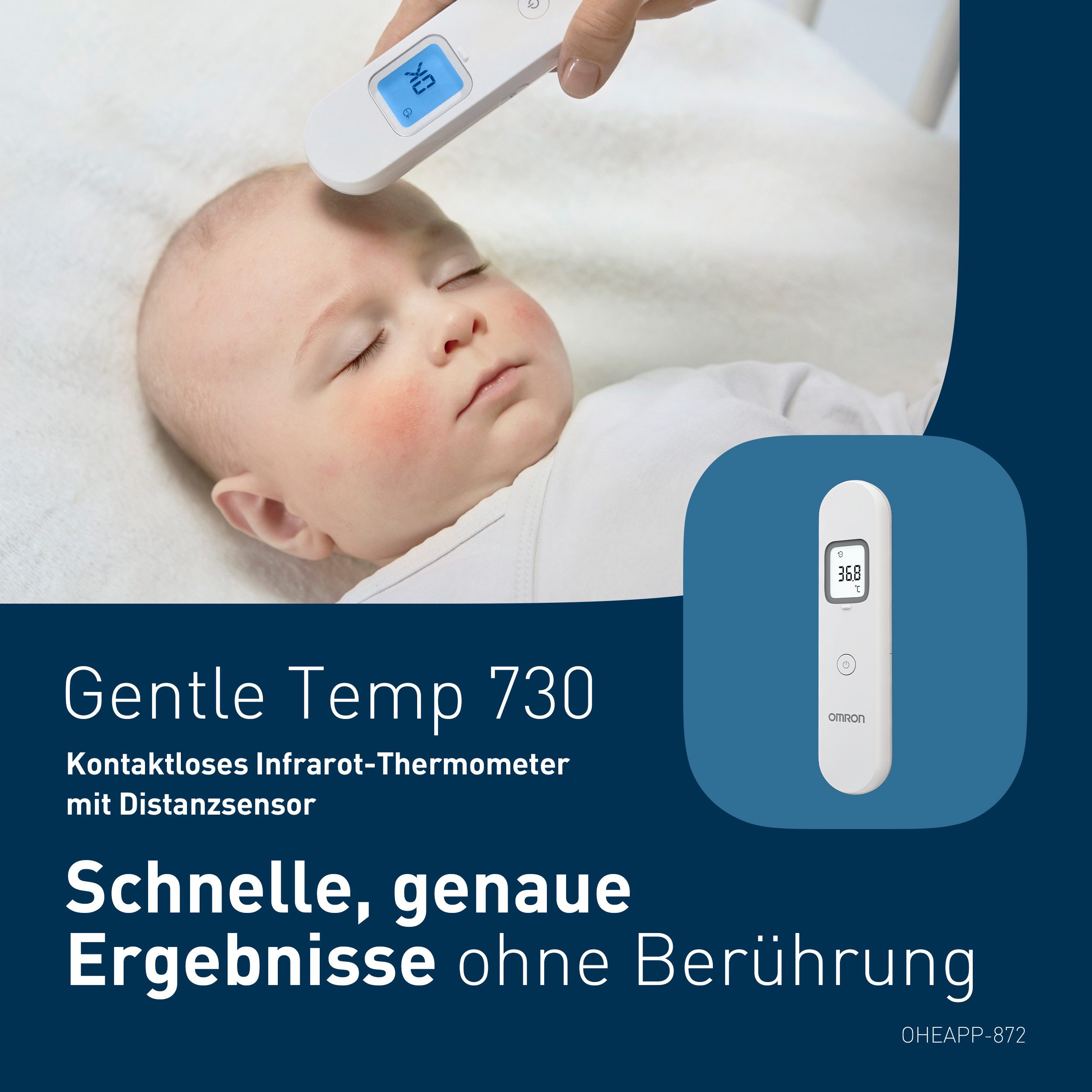 Omron Stirn-Fieberthermometer Gentle Temp 730, berührungsloses Infrarot-Thermometer mit Distanzsensor, schnelle, präzise, kontaklose Messung, geeignet für alle Altersgruppen