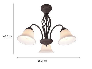 meineWunschleuchte LED Deckenleuchte, LED wechselbar, Warmweiß, groß-e Deckenlampe Landhaus-stil Design-klassiker dreiflammig, Ø55cm