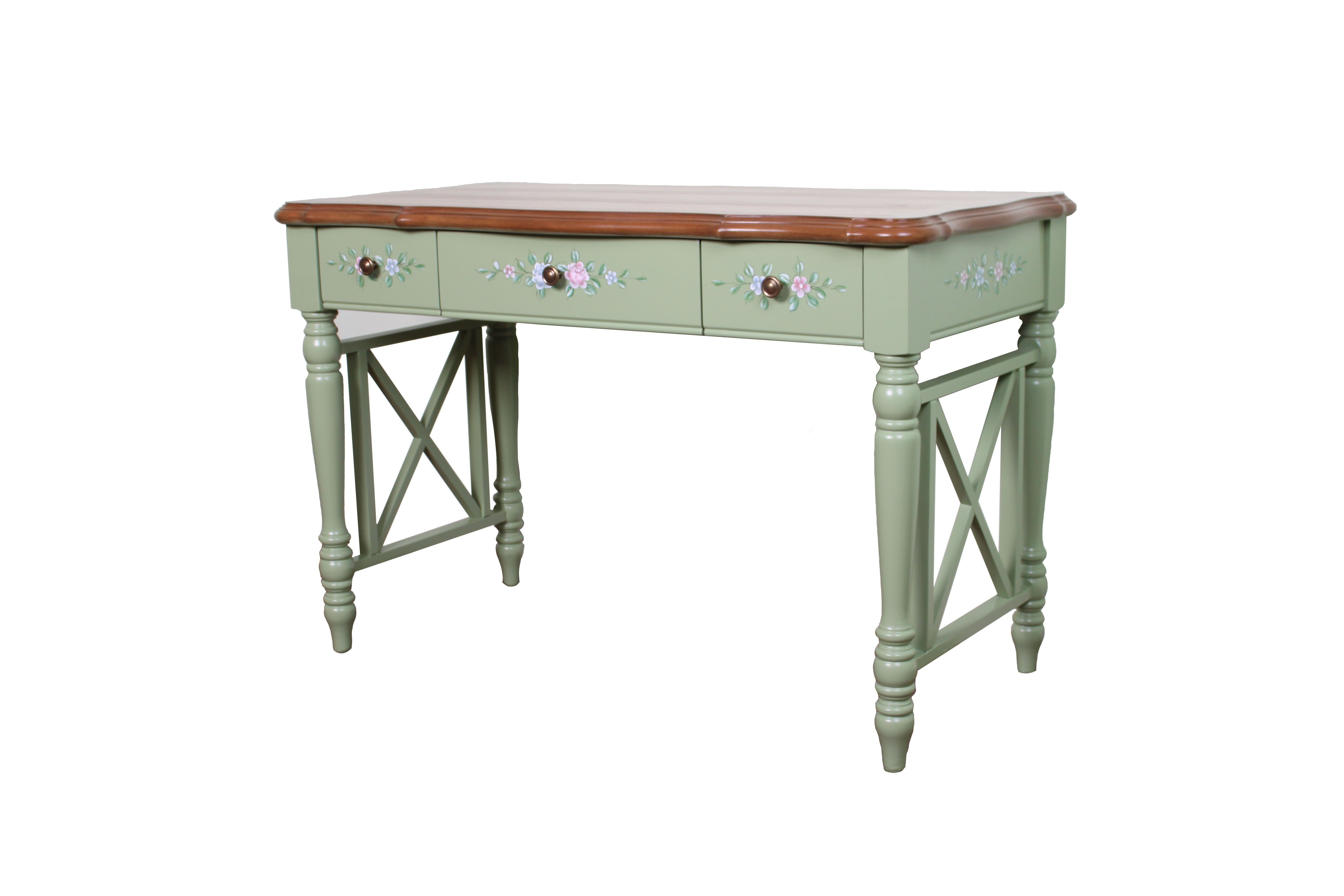 JVmoebel Schreibtisch, Schreibtisch Echtholz Möbel Tisch Bürotische Landhaus Stil Grau