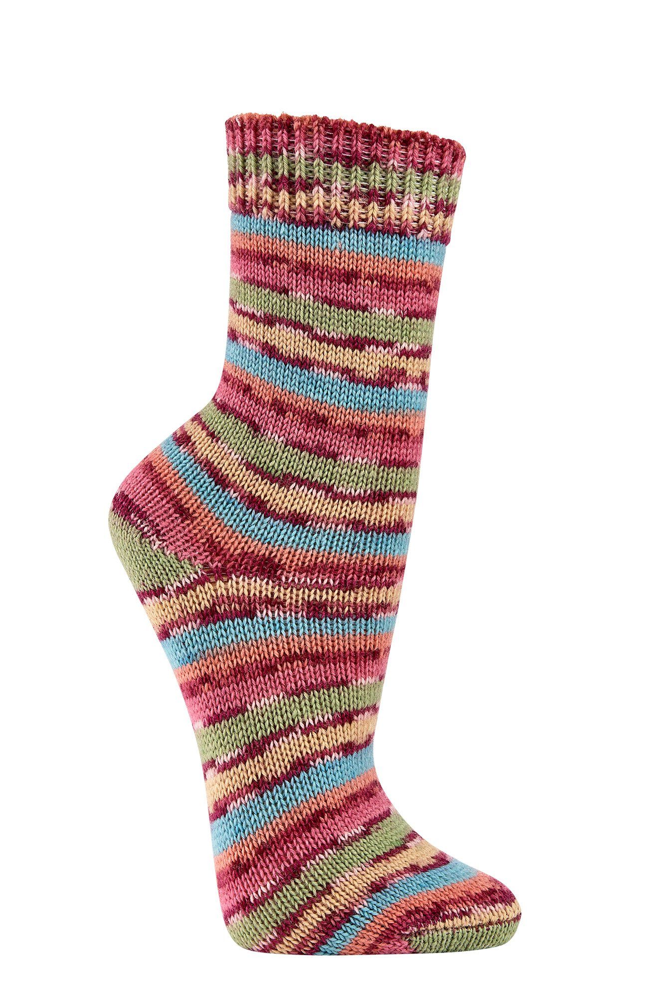 Farben gestrickt schöne mit von Oma Paar) (2 Wollsocken Wowerat Wolle wie 70% Farbverlaufgarn Socken viele