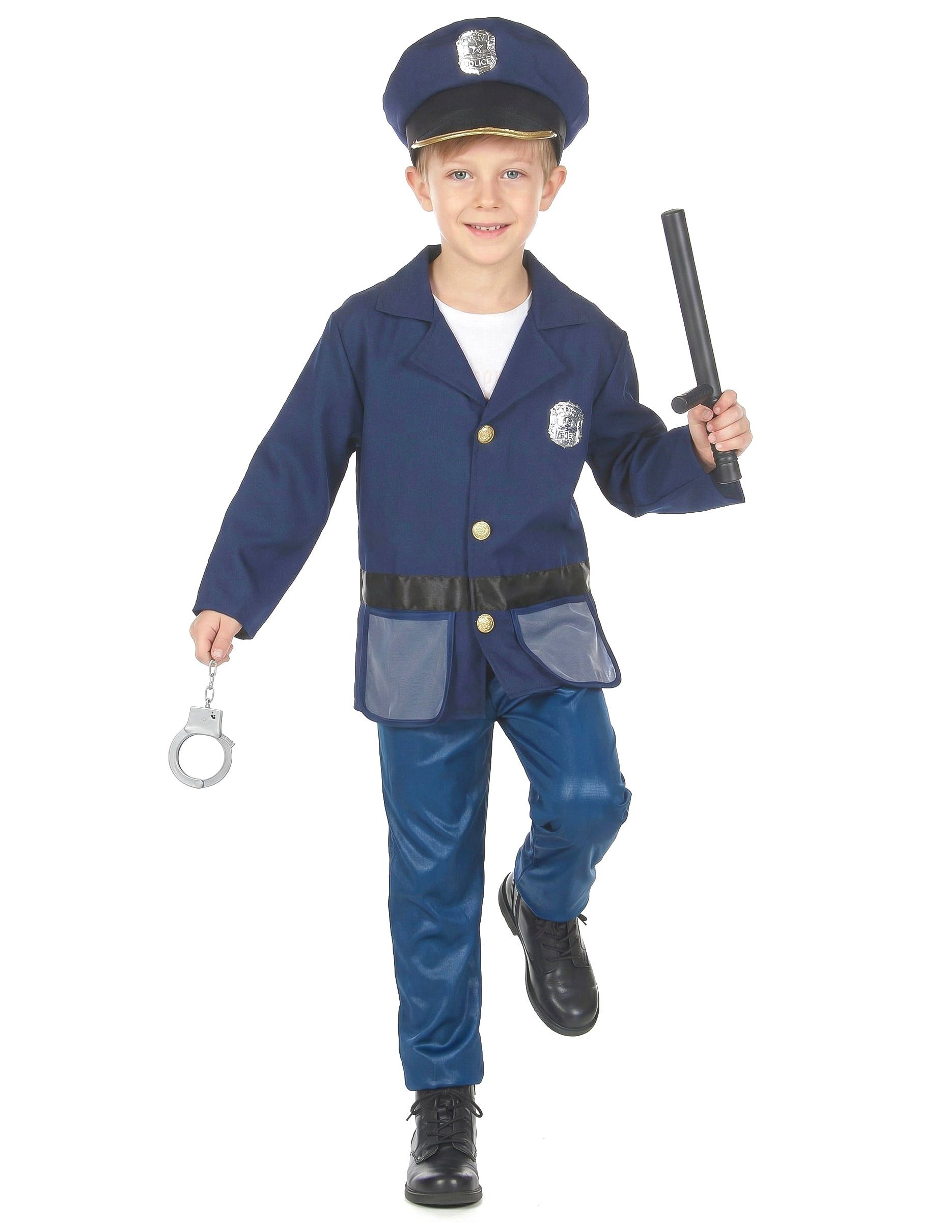 Kostüm Polizisten-Kinderkostüm blau-schwarz-goldfarben