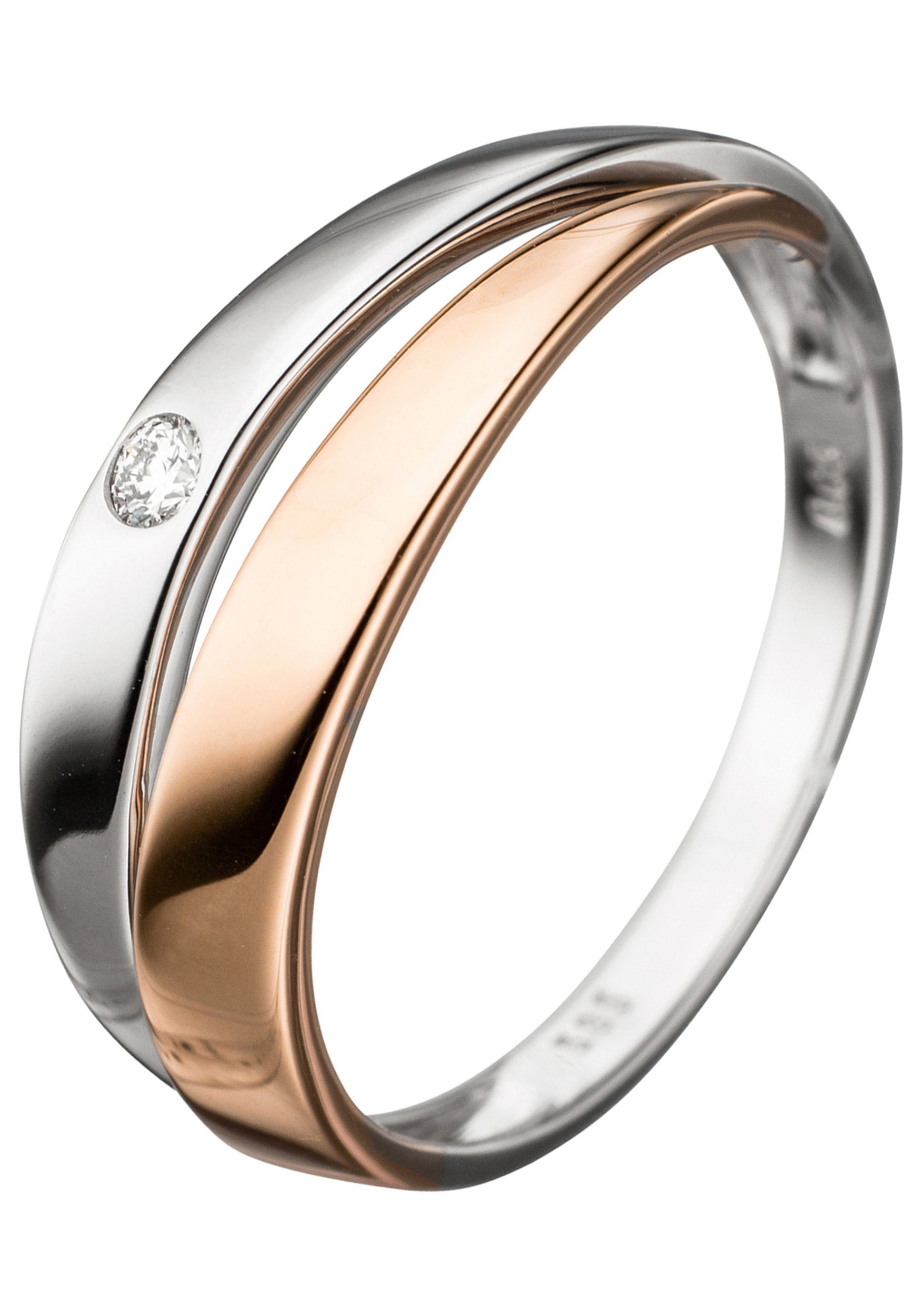 JOBO Diamantring, 585 Gold bicolor mit D...
