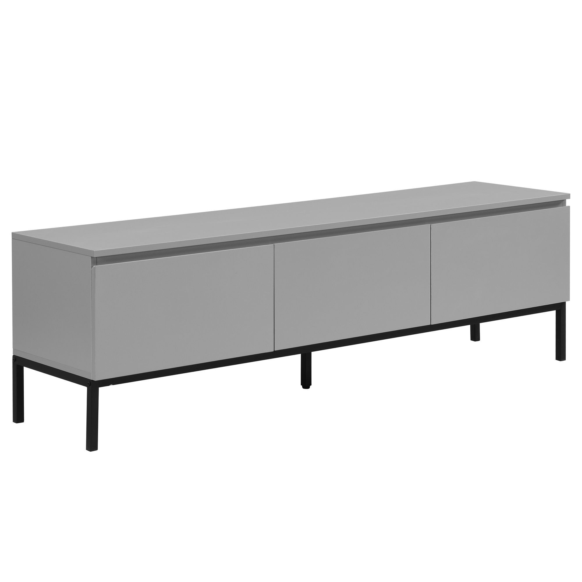 Wohnling Lowboard WL7.639 150cm TV Kommode Grau TV Schrank Fernsehtisch Fernsehschrank (Modernes TV-Board mit grifflosen Fronten), Drei geräumige Schubladen für reichlich Stauraum