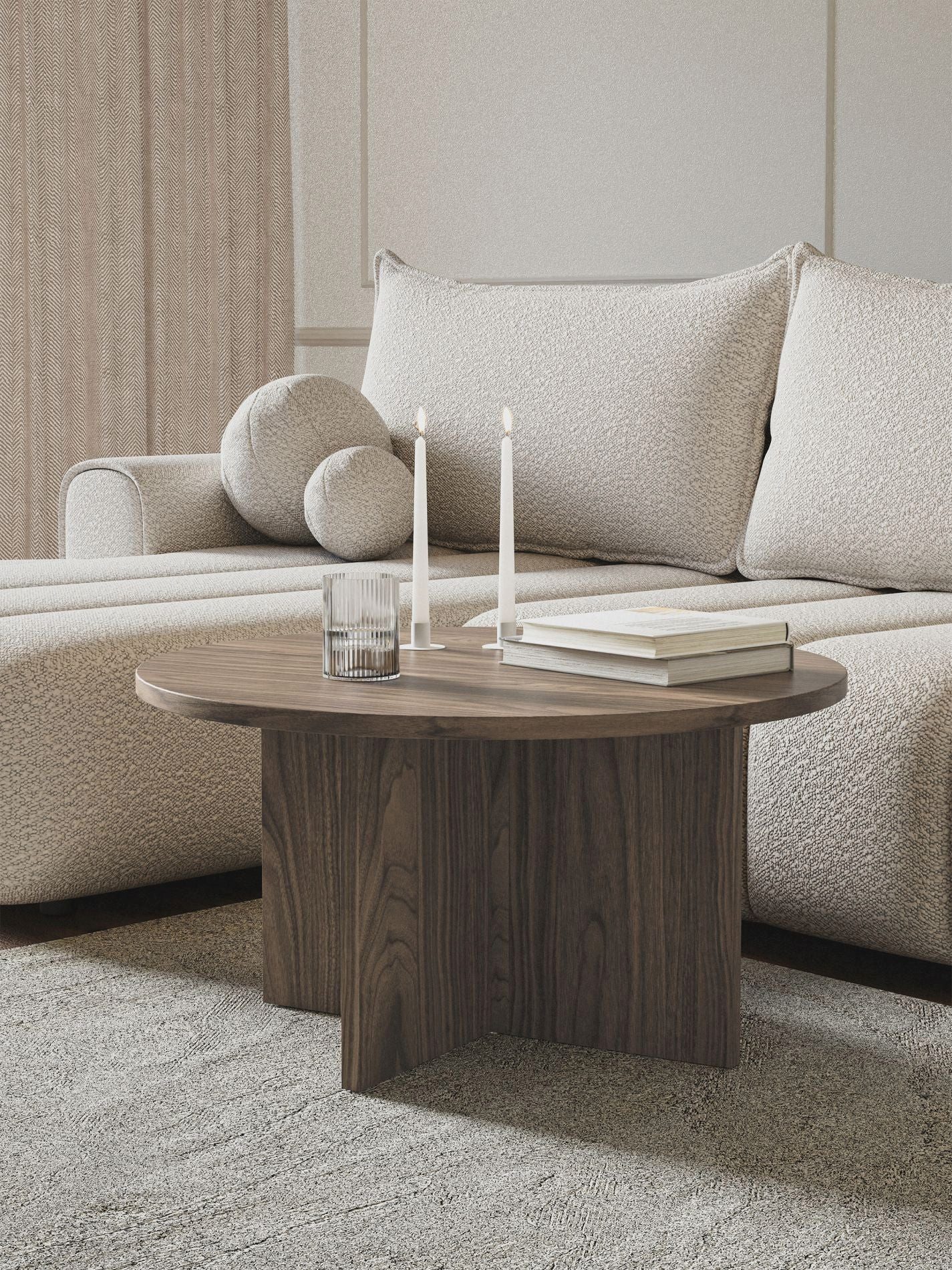 Selsey Couchtisch OVO, Couchtisch rund mit Holznachbildung, 76 cm