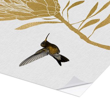 Posterlounge Wandfolie Orara Studio, Kolibri & Blume I, Minimalistisch Illustration