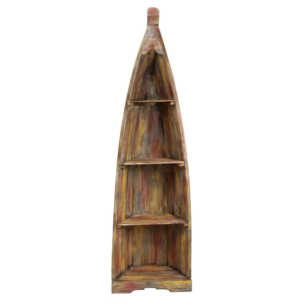 Oriental Galerie Standregal Boot Regal Groß mit Steg ca. 200 cm Multicolor, Bootsregal, Badregal, Holzregal, Badezimmerregal