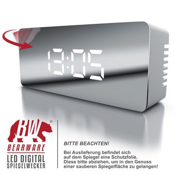 BEARWARE Wecker LED Digital Spiegelwecker inkl. Temperaturanzeige Spiegel Wecker mit Nachtmodus