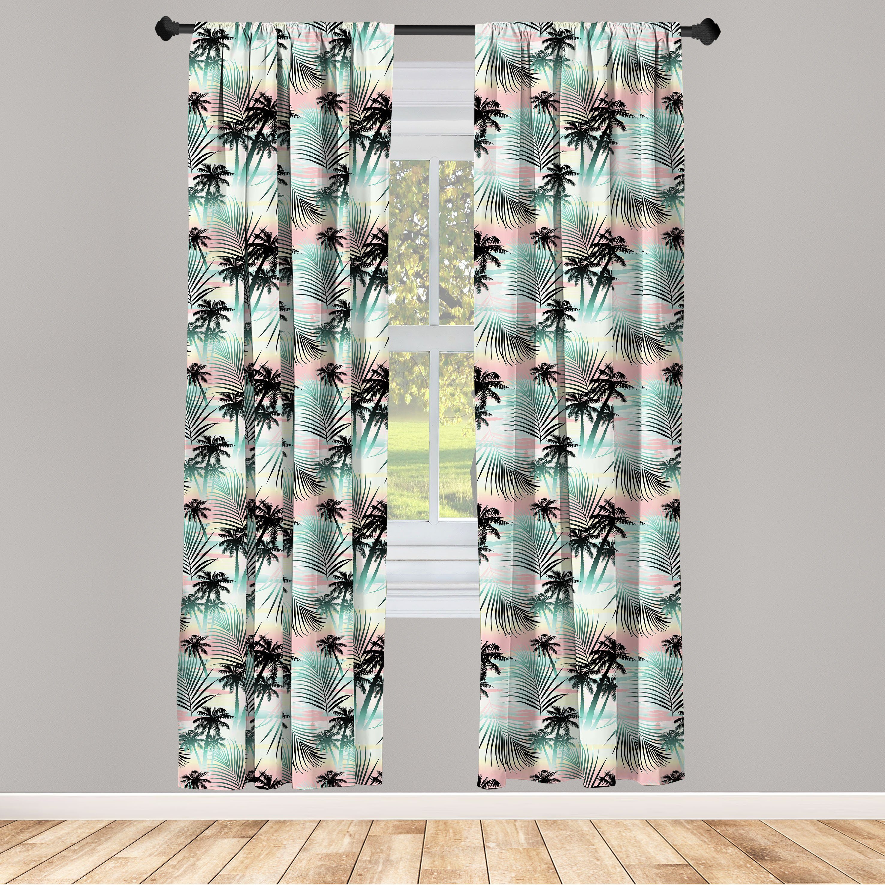Gardine Vorhang für Wohnzimmer Schlafzimmer Dekor, Abakuhaus, Microfaser, Hawaii Sommer Palmen Farn | Fertiggardinen