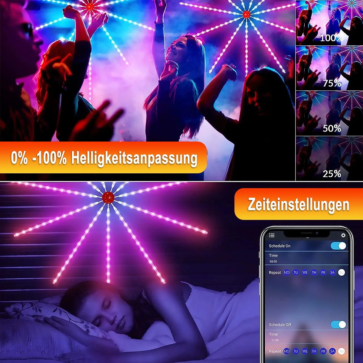 DOPWii LED Stripe 6,5m LED Feuerwerk Streifen RGB-LEDs,213 Modi App,300