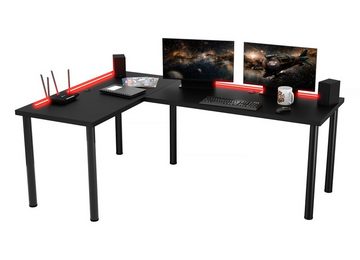 MÖBELSYSTEM Gamingtisch MÖBELSYSTEM Gaming Schreibtisch, beidseitig montierbar, LED, schwarz (Packung, 1 Tisch), Breite 160 cm