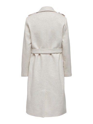 COAT ONLY Detail:MELANGE BELTED LIFE White Langmantel CC OTW FILIPPA Whisper ONLSIF