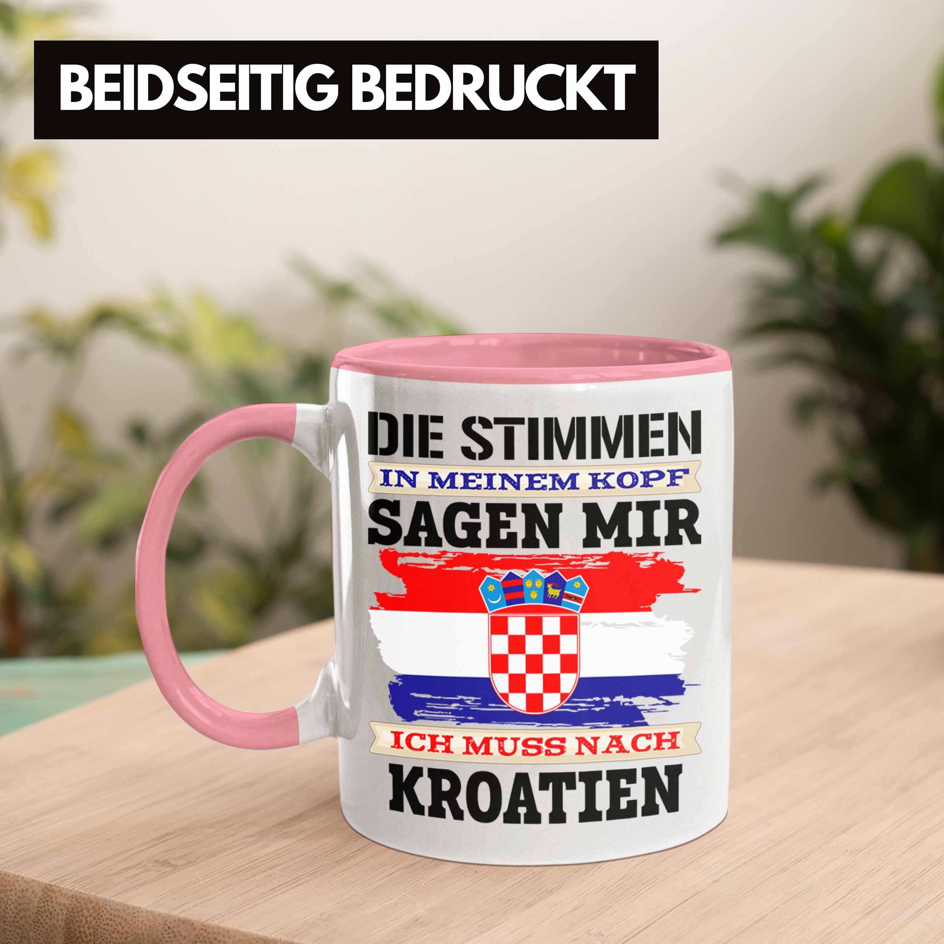 Rosa Trendation Tasse Land Kroatien Tasse Geschenk Urlaub Trendation Kroaten für -