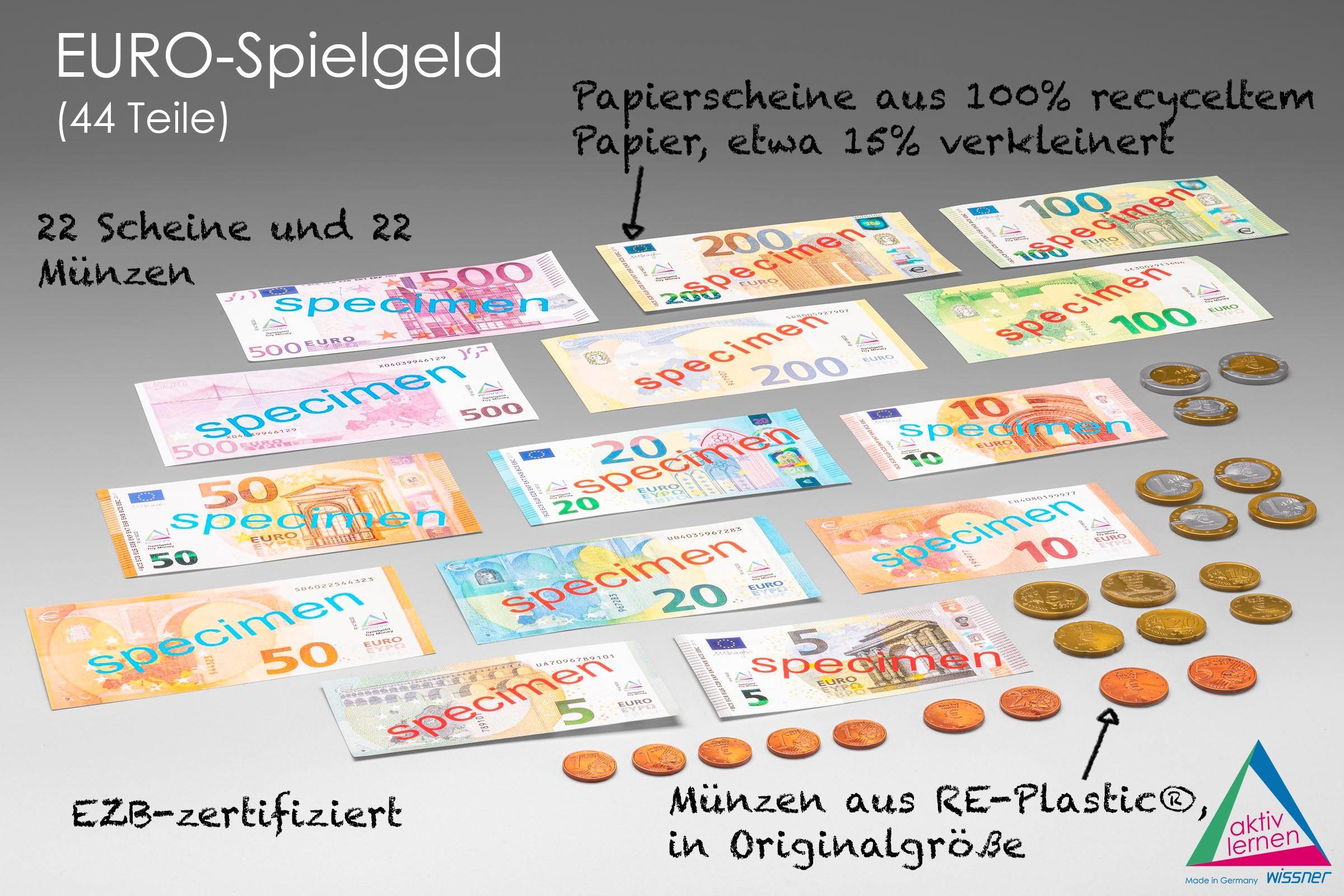Wissner® (44-St) (44 EURO-Spielgeld aktiv Lernspielzeug Teile) lernen