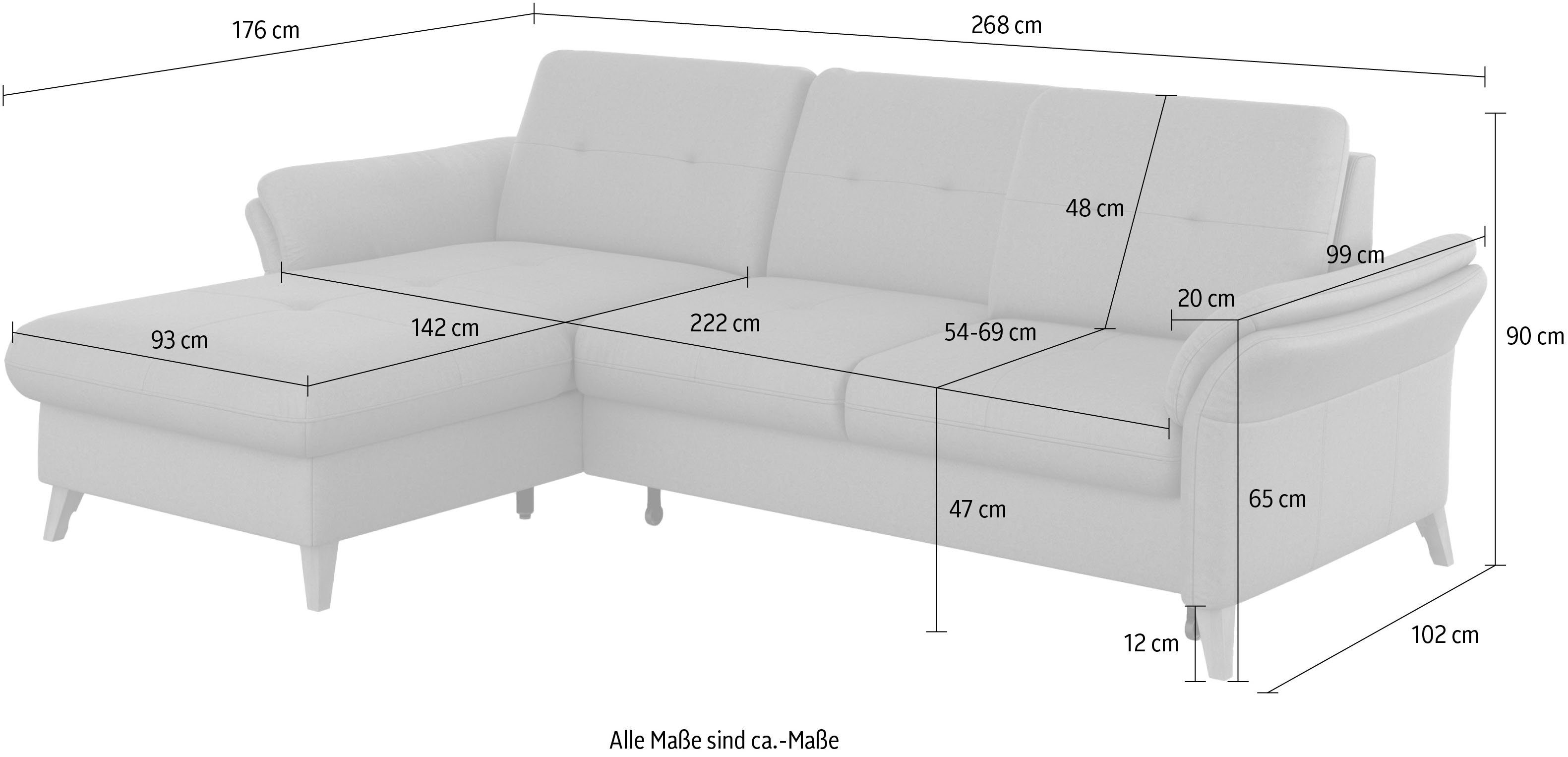 sit&more Ecksofa Göteborg, Sitztiefenverstellung mit wahlweise Bettfunktion und Federkern