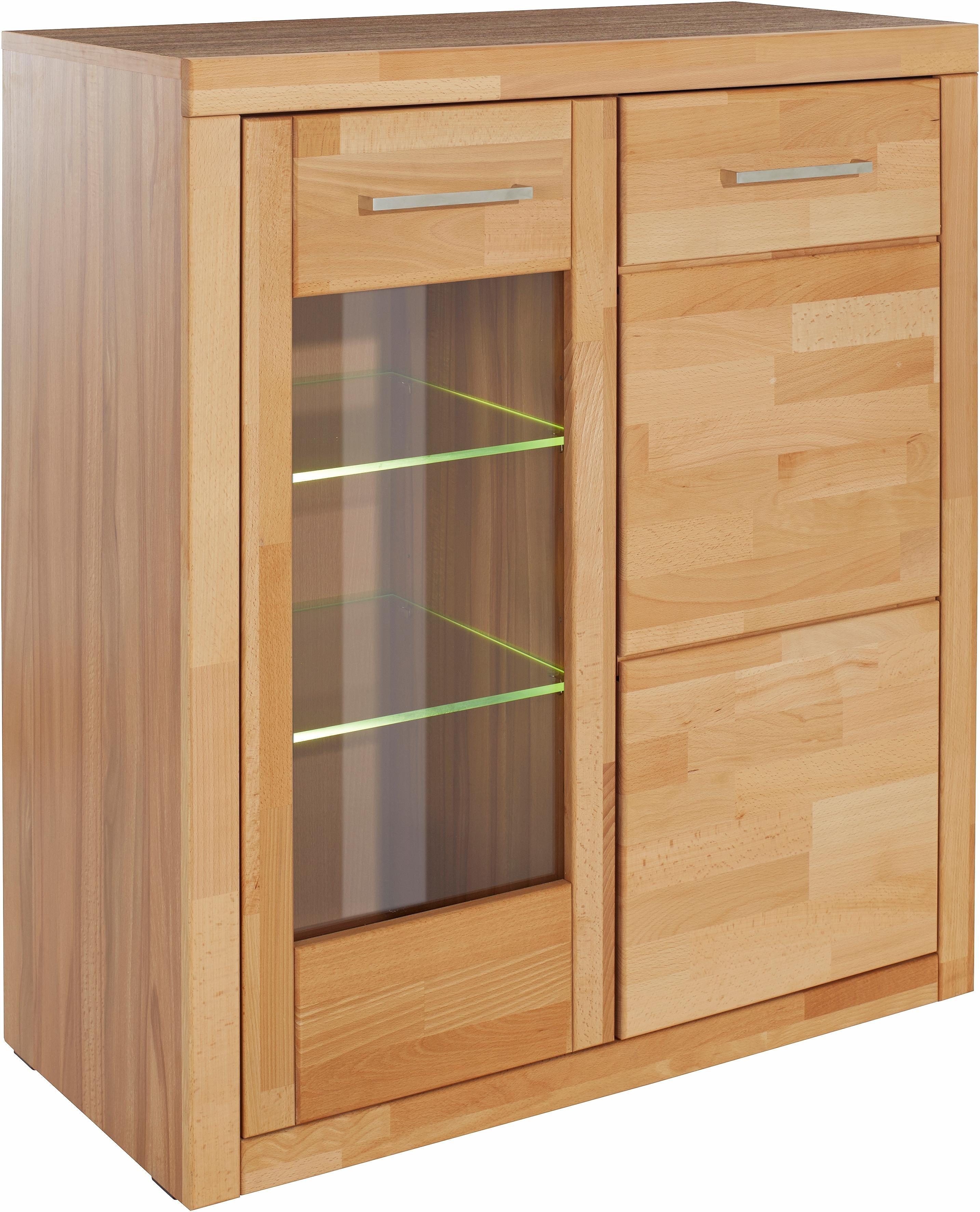 Vitrine Logo,100cm hoch,42 cm tief,Fronten Massivholz,6Fächer,Böden variabel