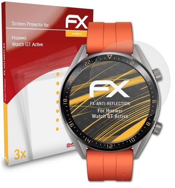 atFoliX Schutzfolie für Huawei Watch GT Active, (3 Folien), Entspiegelnd und stoßdämpfend