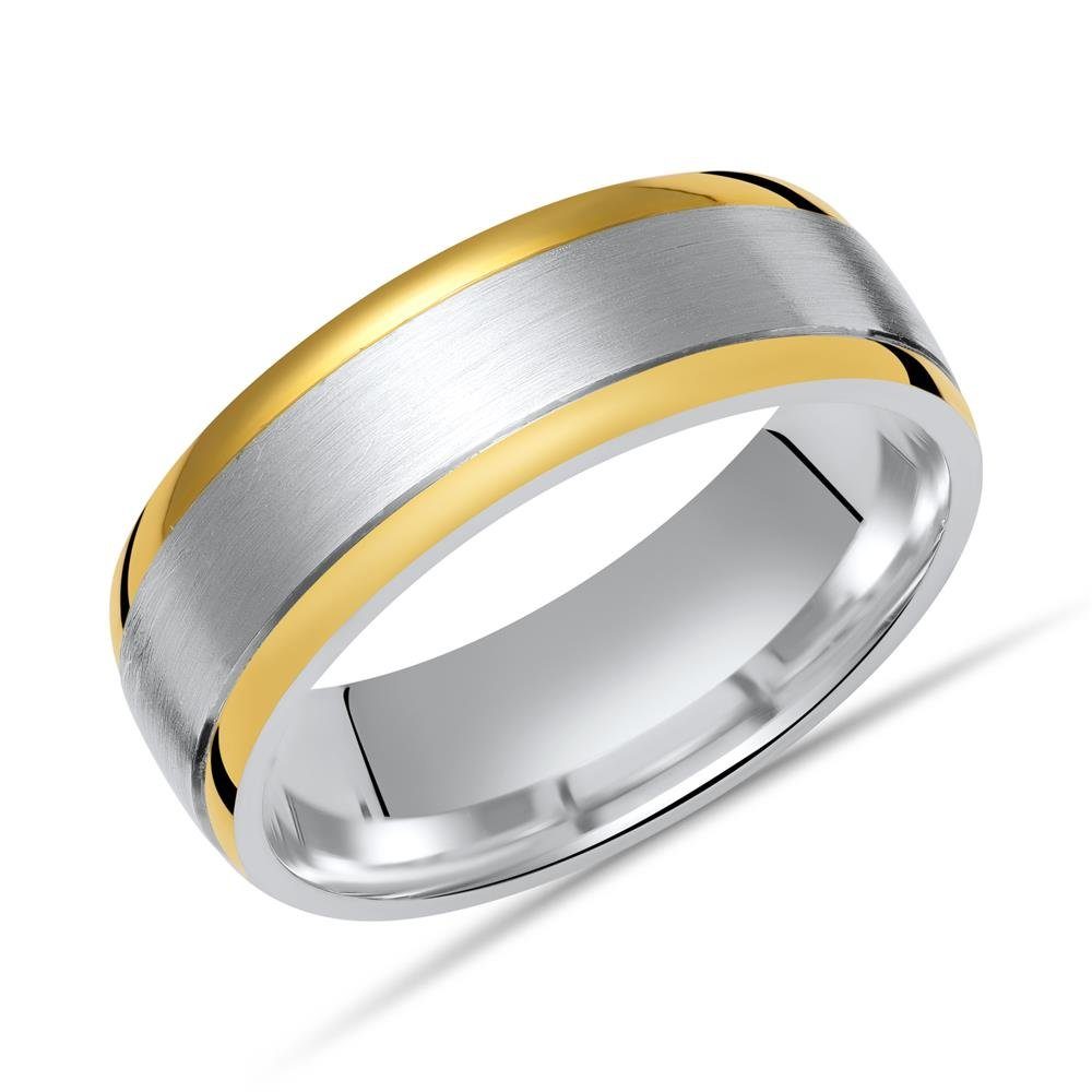 Unique Fingerring Matter Silberring polierte goldene Kanten - Größe wählbar R8537