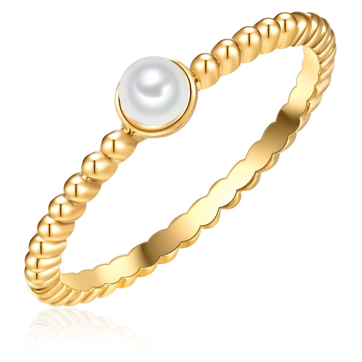 Lulu & Jane Perlenring gelbgold, Messing günstig online kaufen