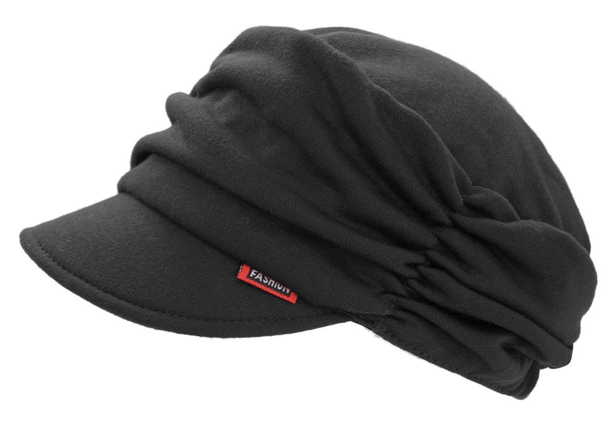 Turban Look Weiche Schirmmütze dy_mode Unisex Kappe in Baseball im BM208-Schwarz Schirmmütze Unifarbe