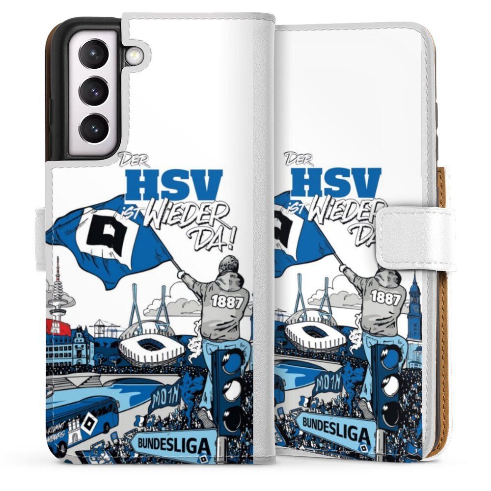 DeinDesign Handyhülle Hamburger SV Offizielles Lizenzprodukt Aufstieg, Samsung Galaxy S21 FE 5G Hülle Handy Flip Case Wallet Cover