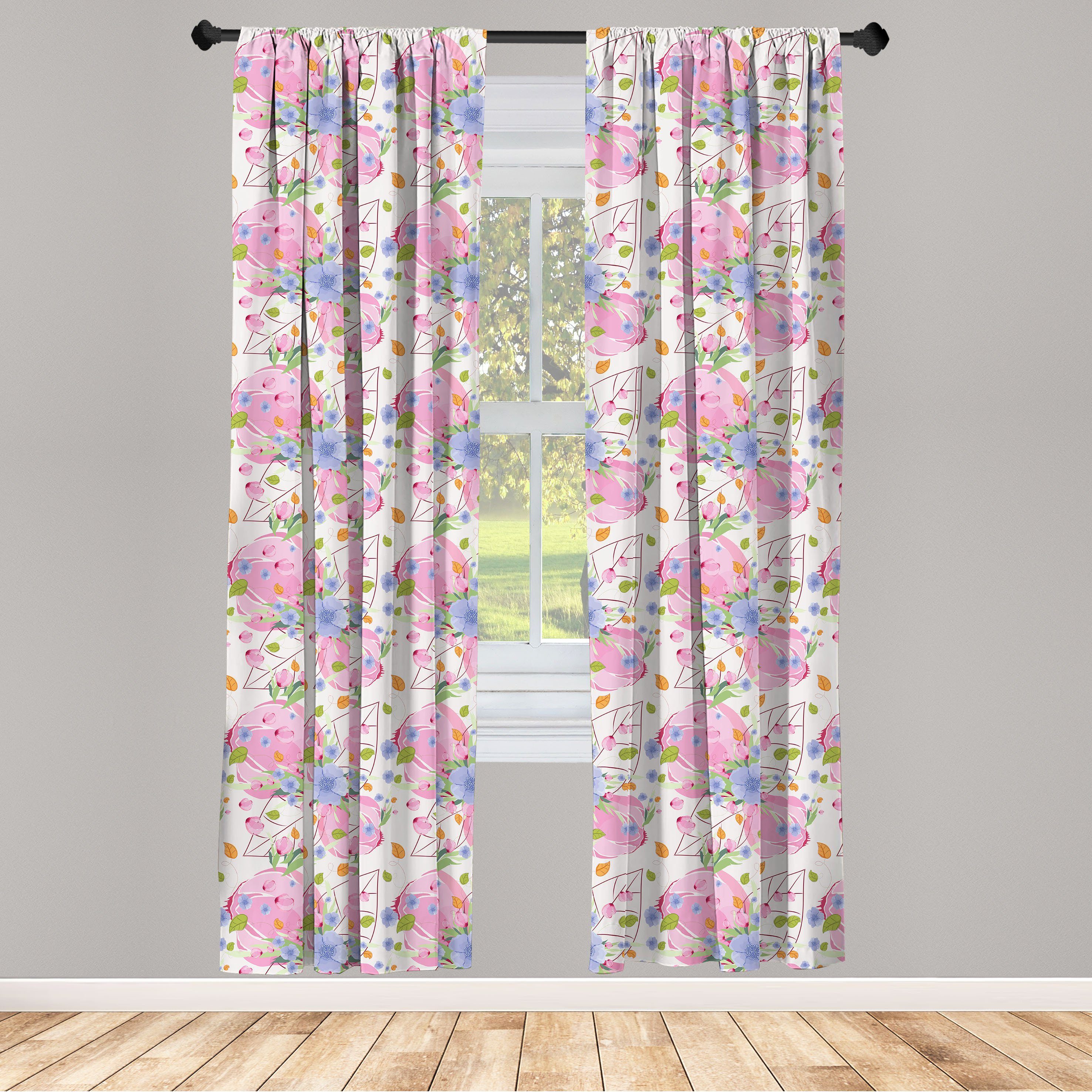 Gardine Vorhang für Wohnzimmer Schlafzimmer Dekor, Abakuhaus, Microfaser, Blume Frischer Frühlings-Garten