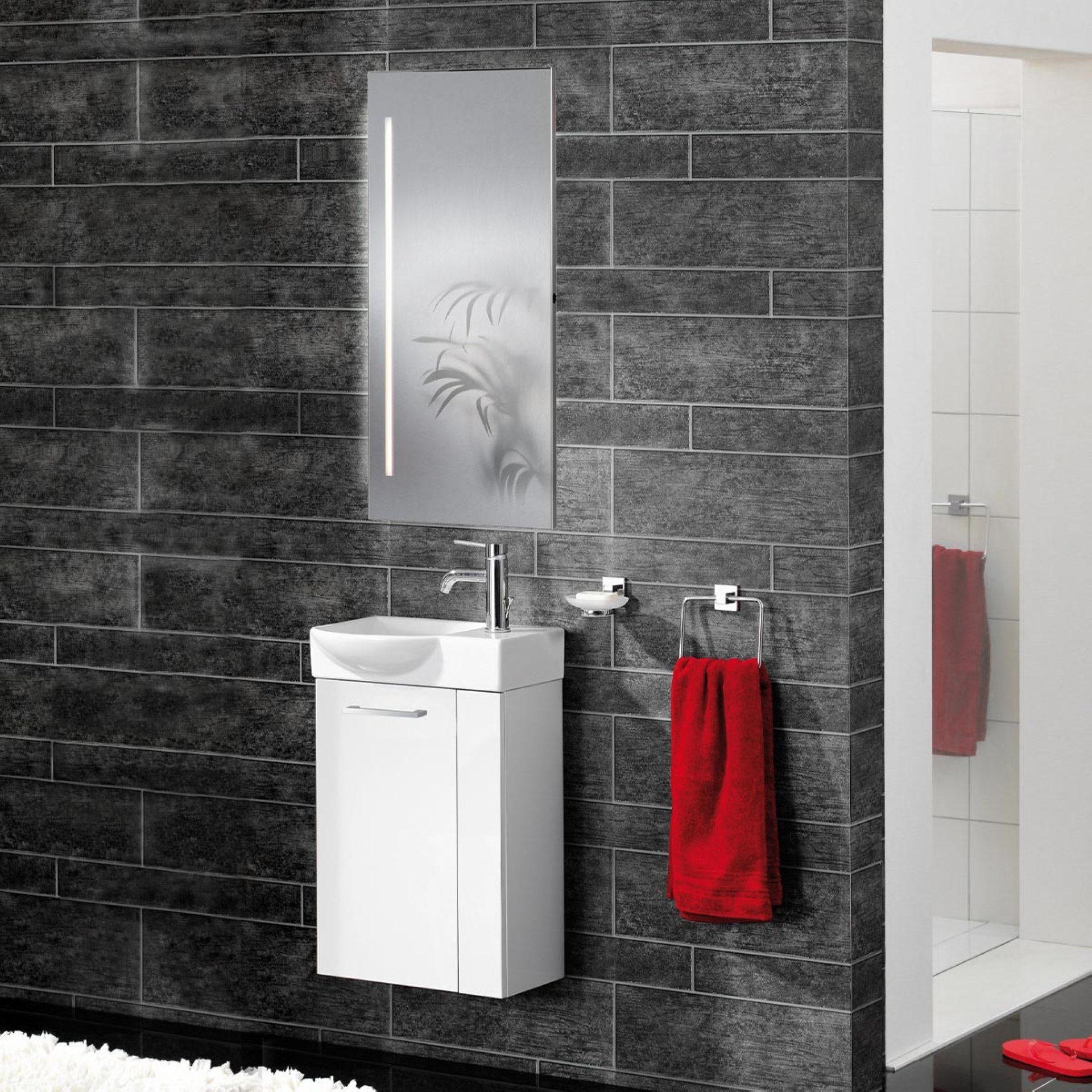 FACKELMANN Waschbecken SBC SCENO Gäste WC Set 2-teilig 45 cm, Weiß, links, günstig online kaufen