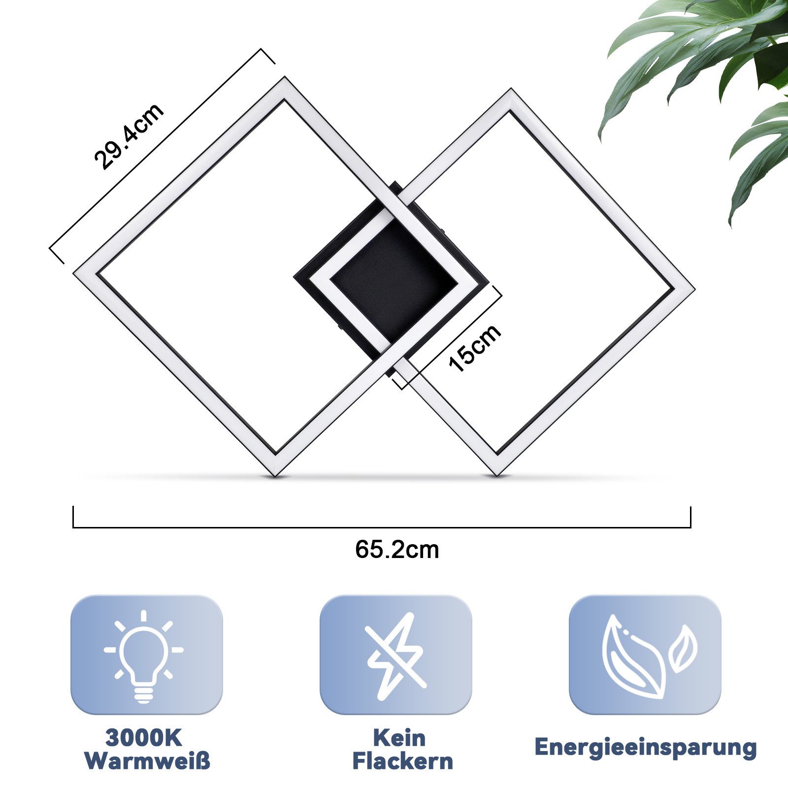 ZMH LED Deckenleuchte Wohnzimmer Modern 2 Flammig 24W Deckenlampe Küche - W günstig online kaufen