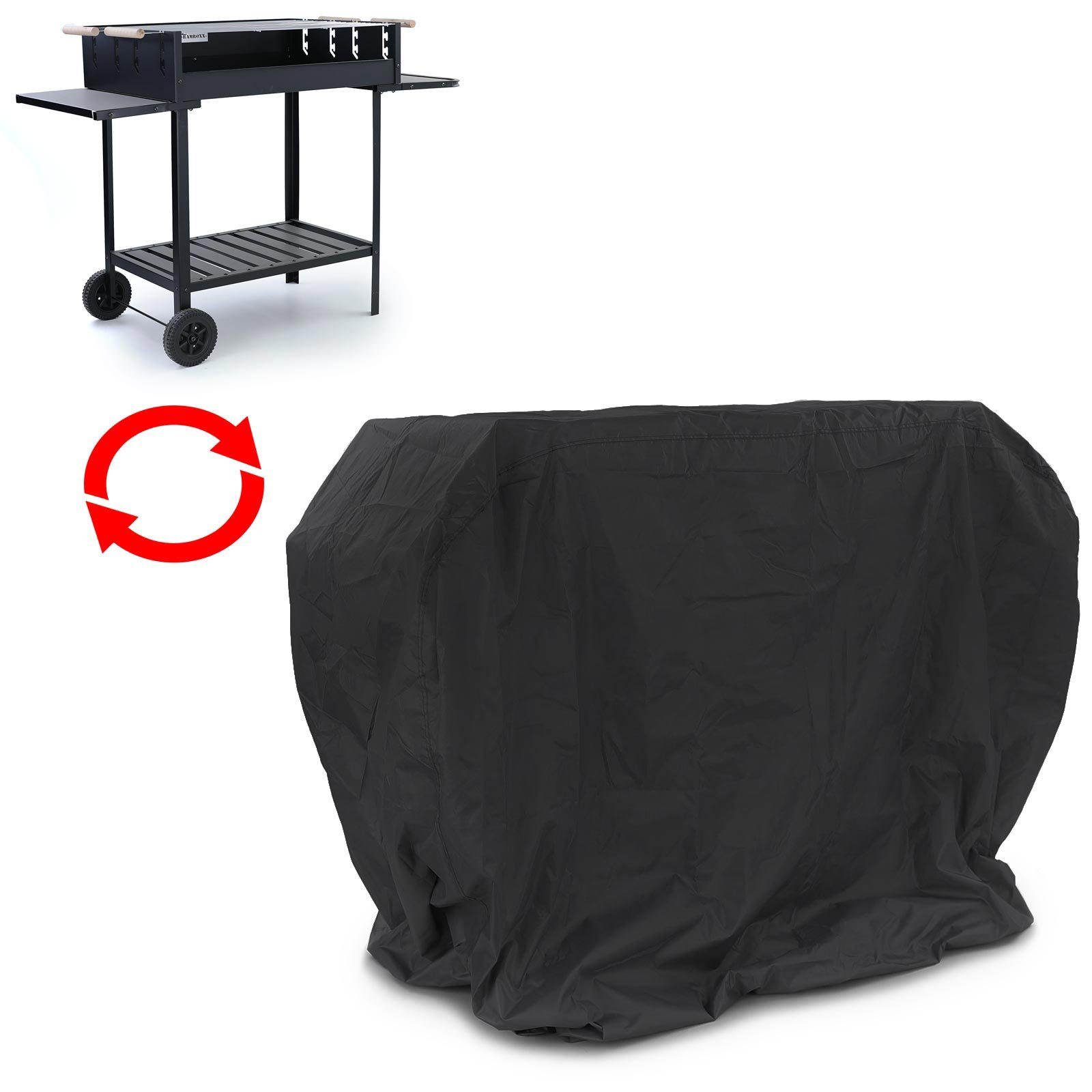 RAMROXX Grillabdeckhaube Premium Schutzhülle Cover BBQ Grill Schutz Schwarz L 170x117x61cm