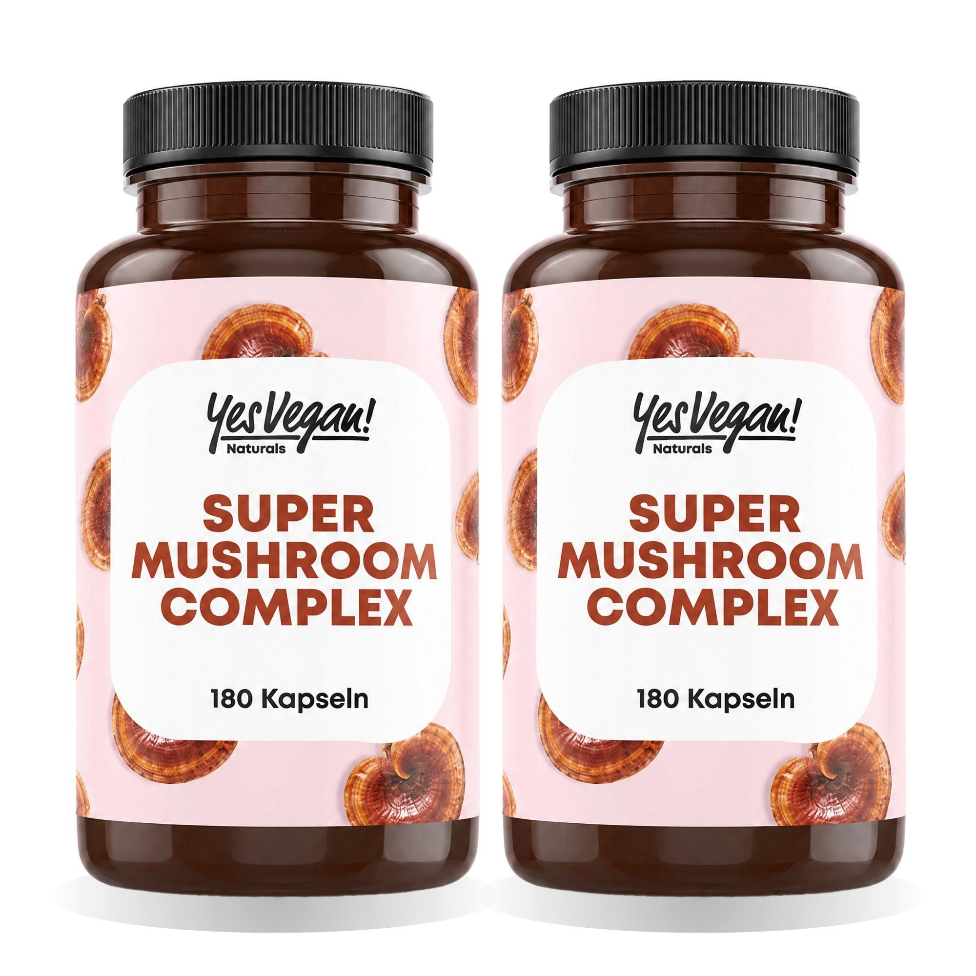 Yes Vegan Vitalpilze Komplex mit Lions Mane, Reishi, Cordyceps Kapseln, 2 er Spar-Set à 180 St., 100 g, vegan, laktosefrei, glutenfrei