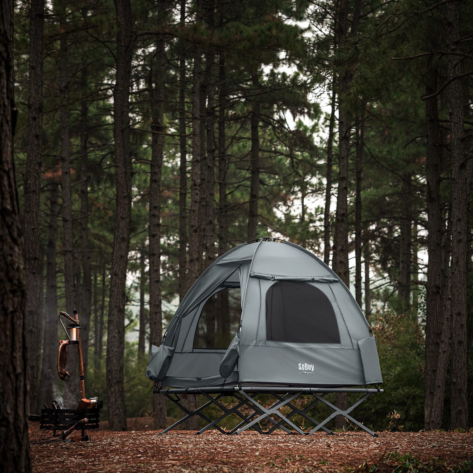SoBuy 3in1-Zelt Campingzelt Outdoor 2 Person Grau 193x188x145cm OGS32-II-L- günstig online kaufen