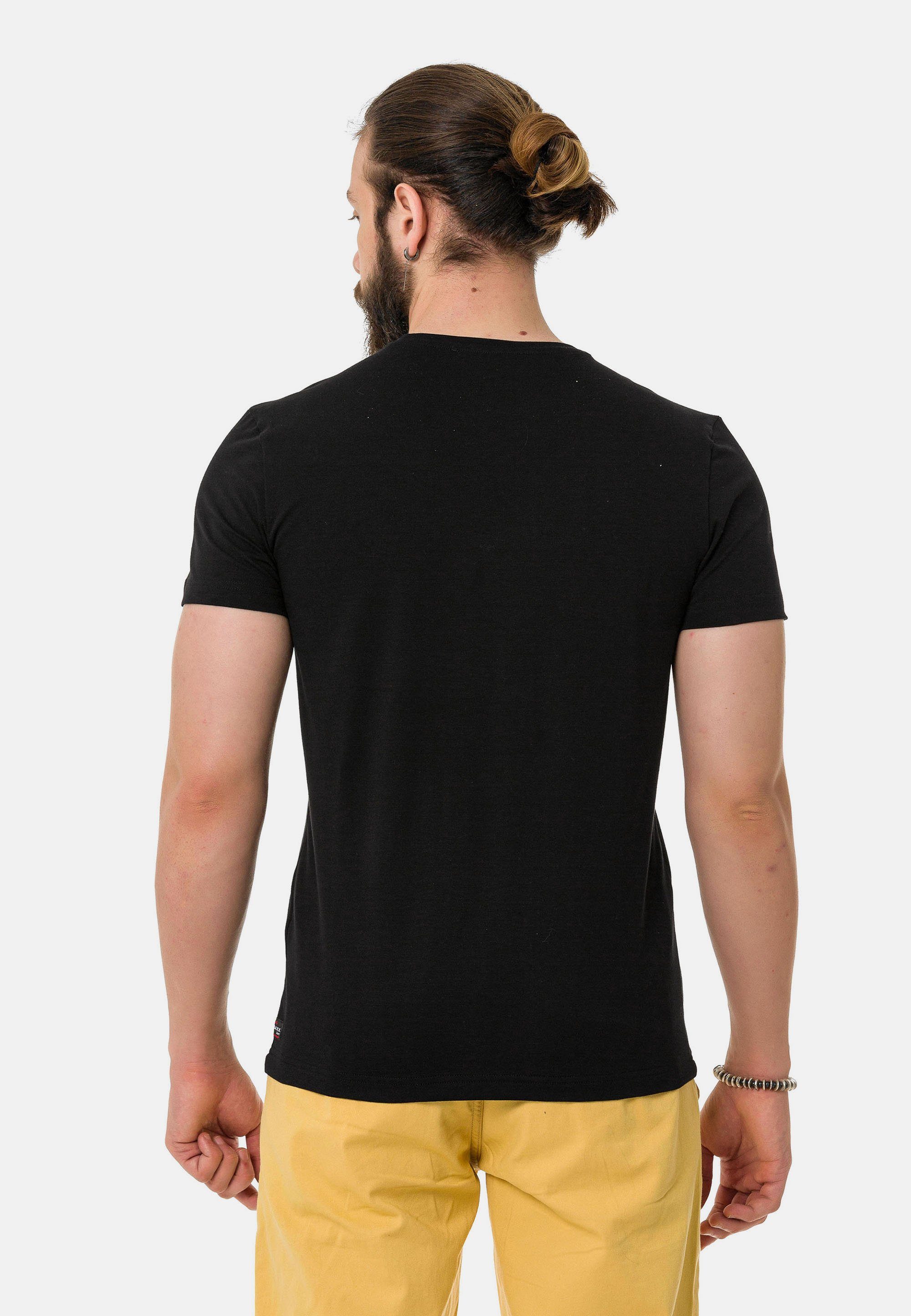 Cipo & mit Work-Aufdruck Baxx T-Shirt coolem schwarz