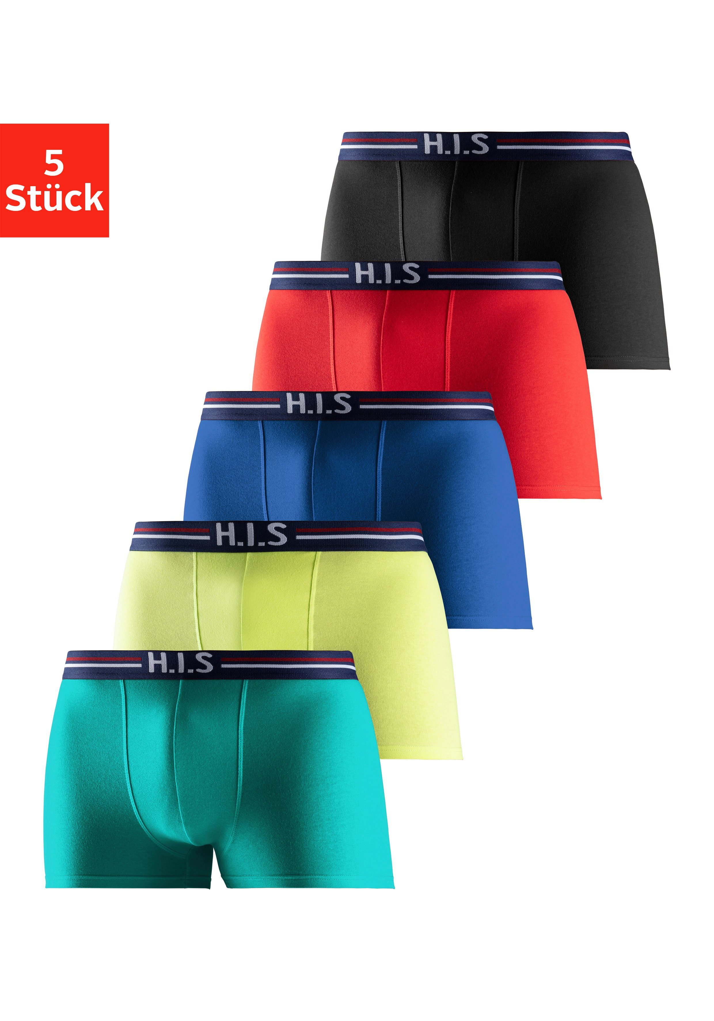 H.I.S Boxer (Packung, 5-St) mit Streifen und Markenlogo im Bund