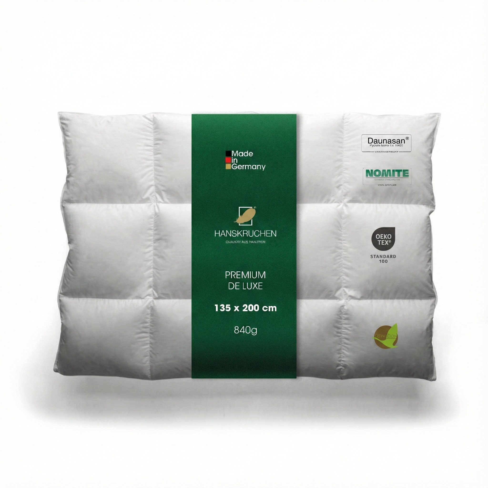 HANSKRUCHEN Daunenbettdecke Premium de Luxe, Füllung: 90% Daunen, 10% Federn, Bezug: 100% Baumwolle, allergikerfreundlich