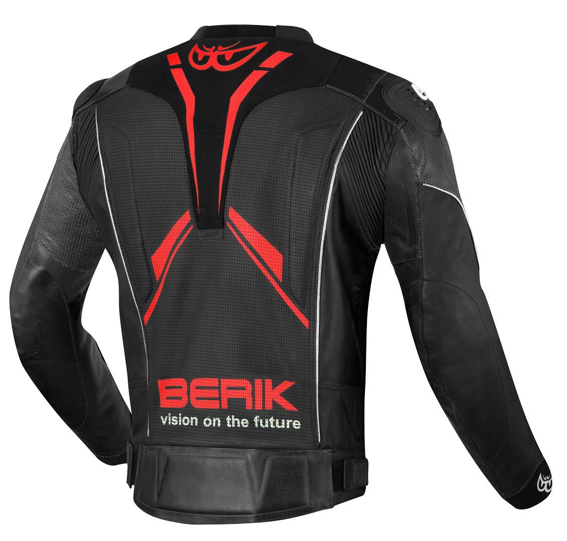 Evo Black/Red Berik Pro Motorrad Motorradjacke Street Lederjacke