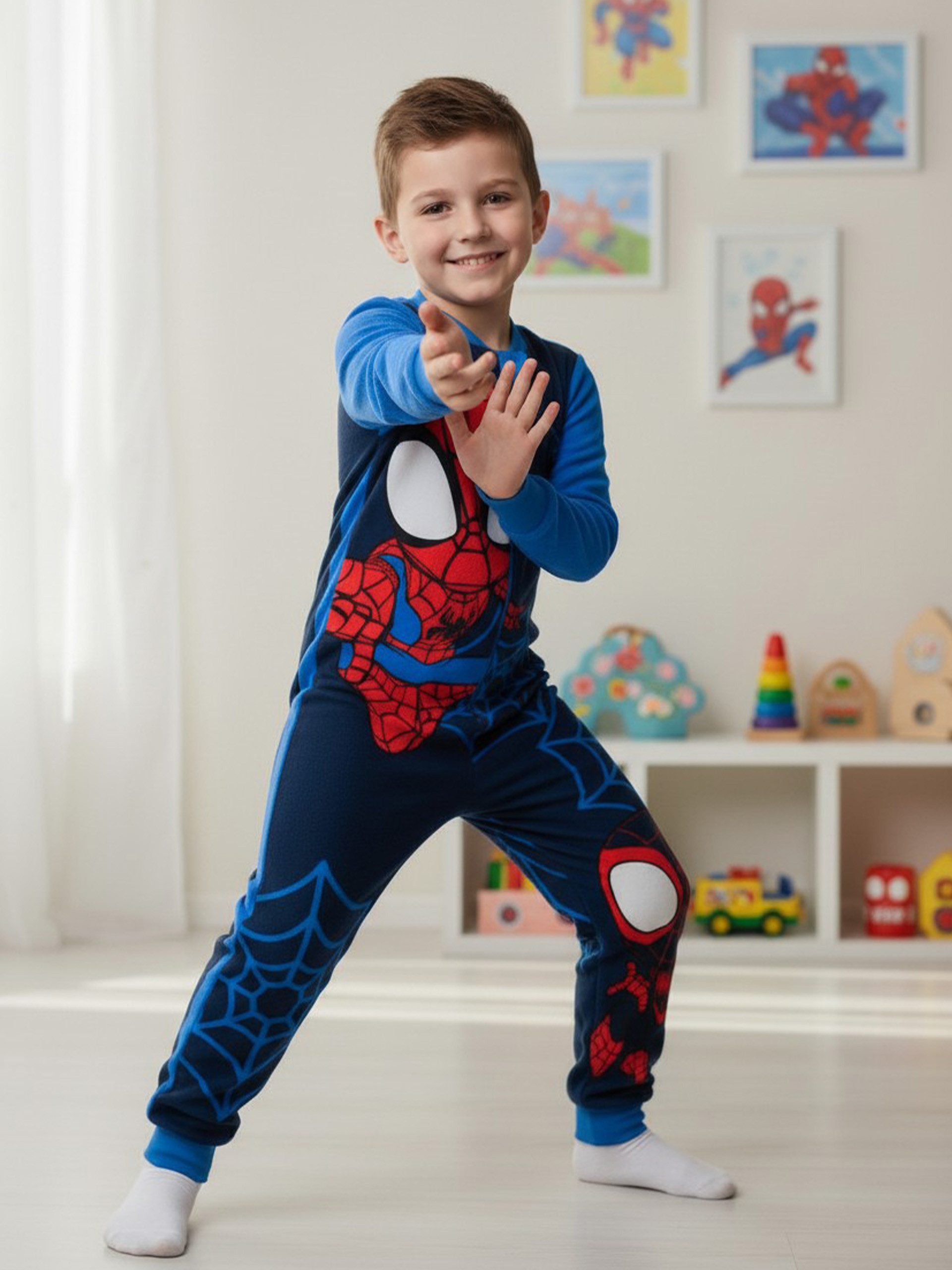 United Labels® Jumpsuit Marvel Spidey Jumpsuit Spiderman Overall Pyjama Schlafanzug langarm – Bild 4 von 5