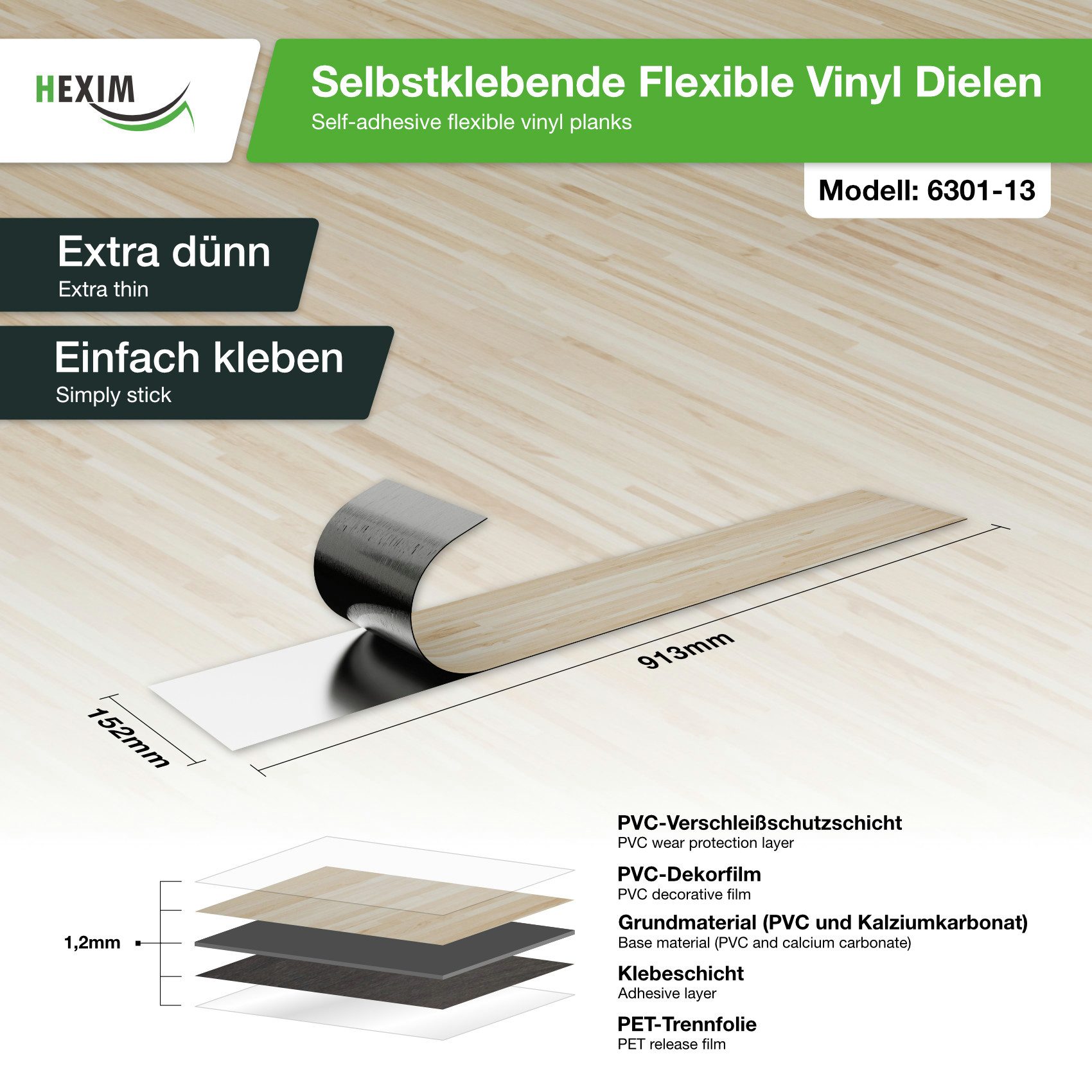 Hexim Vinylboden, Vinyldielen 0,97m² selbstklebend PVC Wandverkleidung Bode günstig online kaufen