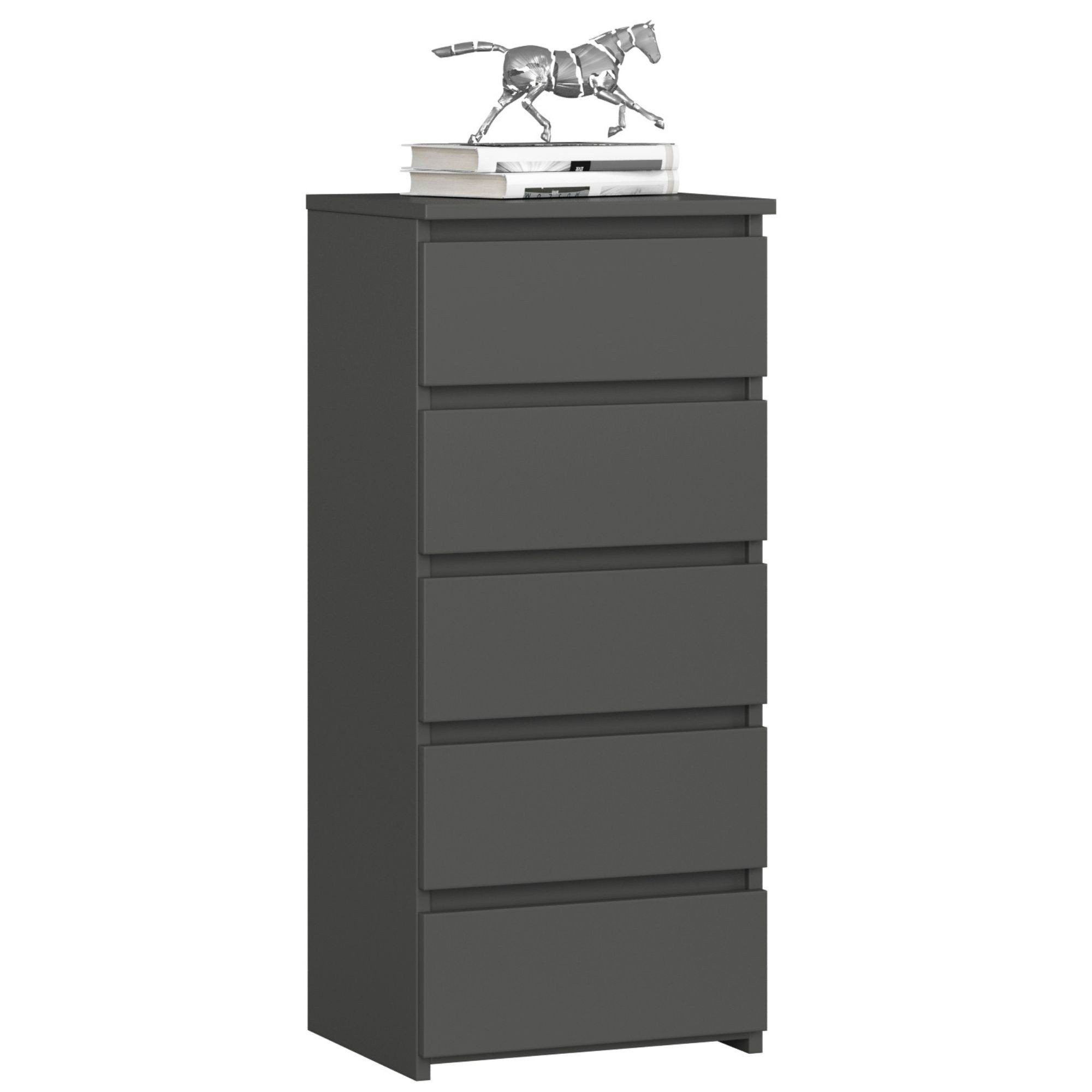 Raumhirsch Furniture Kommode mit 5 Schubladen 40 cm breit Holz Schrank, (viele Farbvarianten - Maße: 40 x 92 x 35 cm) - Hochwertig & stabil