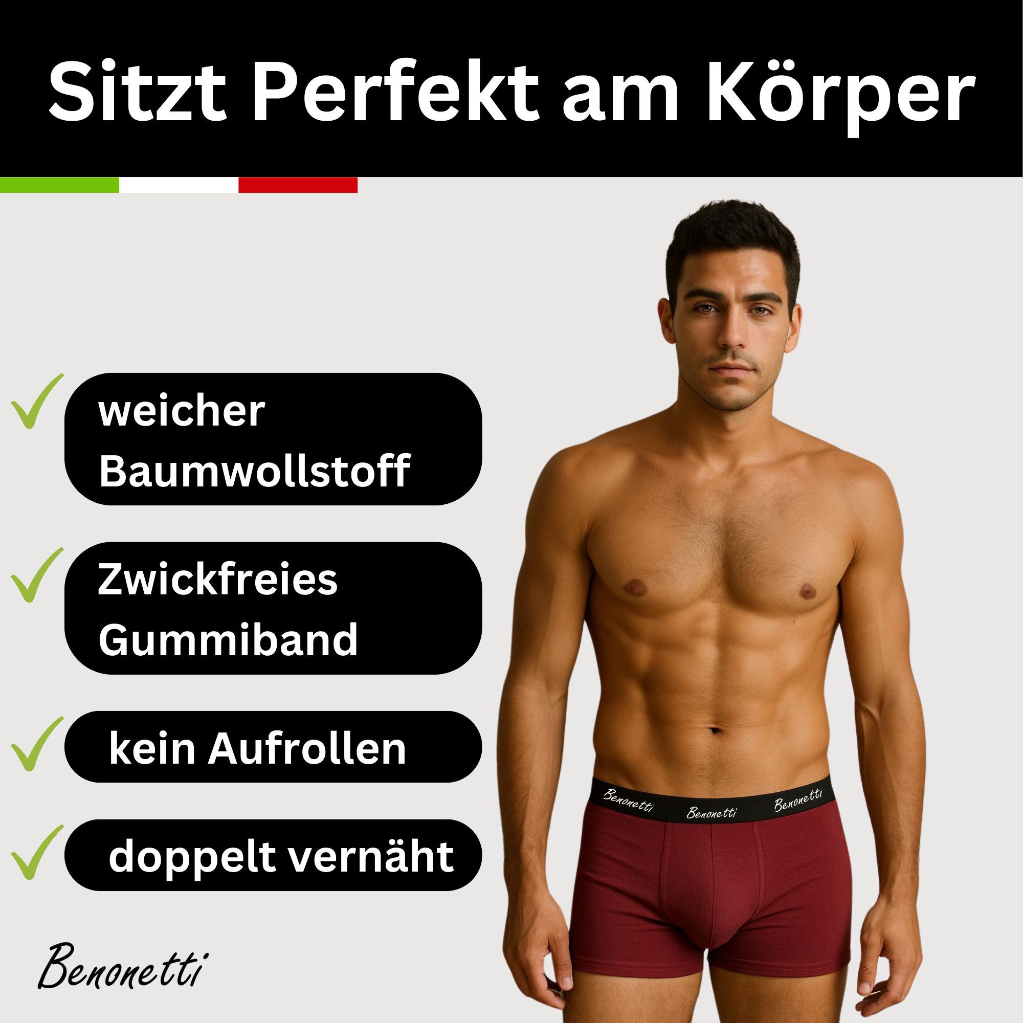 Benonetti Boxershorts weich, langlebig & atmungsaktiv, kein Aufrollen (6 Pa günstig online kaufen