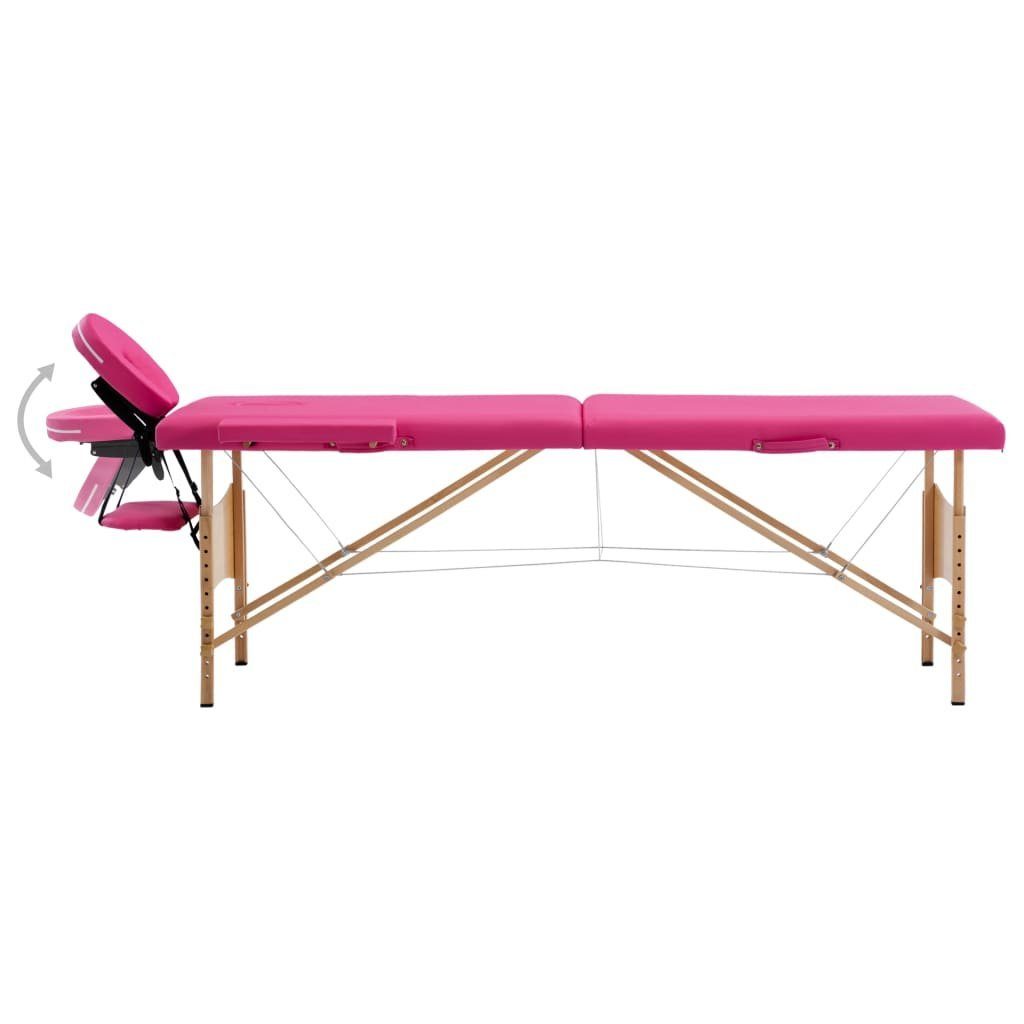 vidaXL Massageliege Massageliege Klappbar 2-Zonen mit Holzgestell Rosa