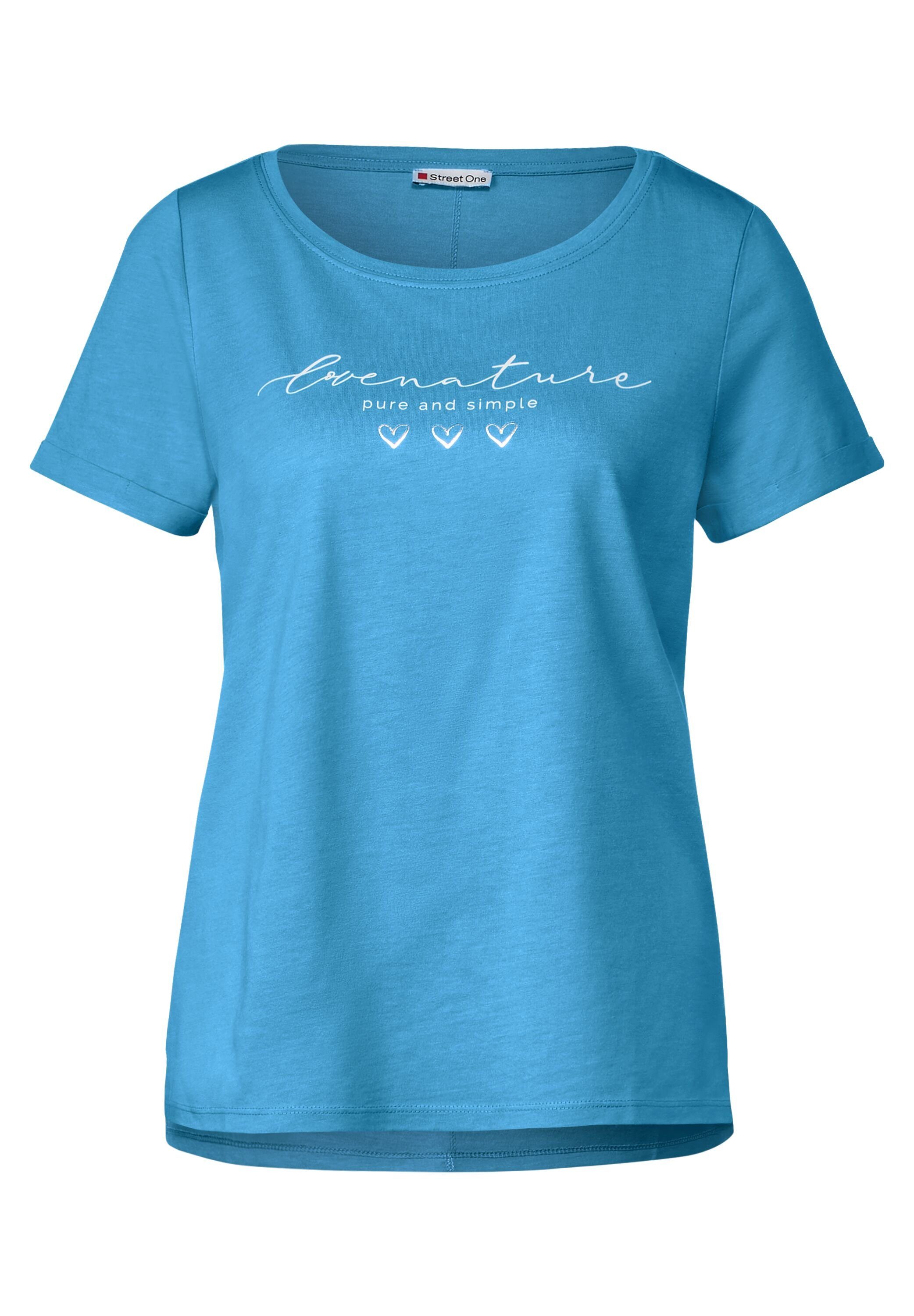 Unifarbe T-Shirt in splash ONE STREET blue