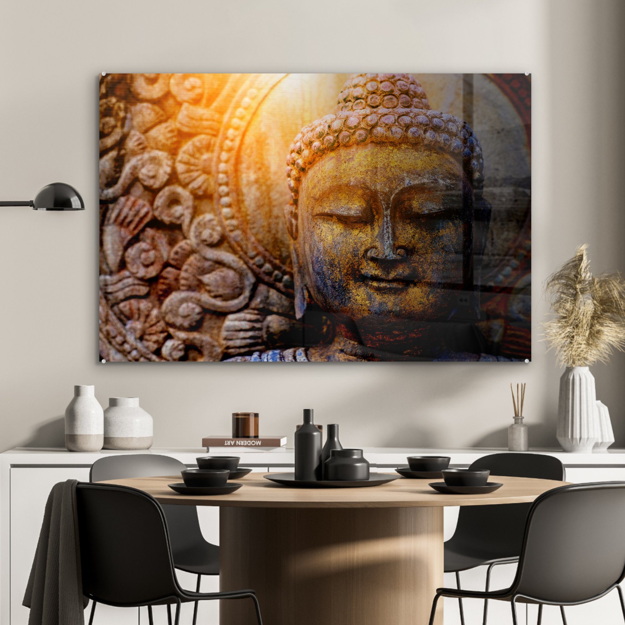 MuchoWow Acrylglasbild Buddha - Stein - Gesicht, Schlafzimmer & (1 Acrylglasbilder St), Wohnzimmer
