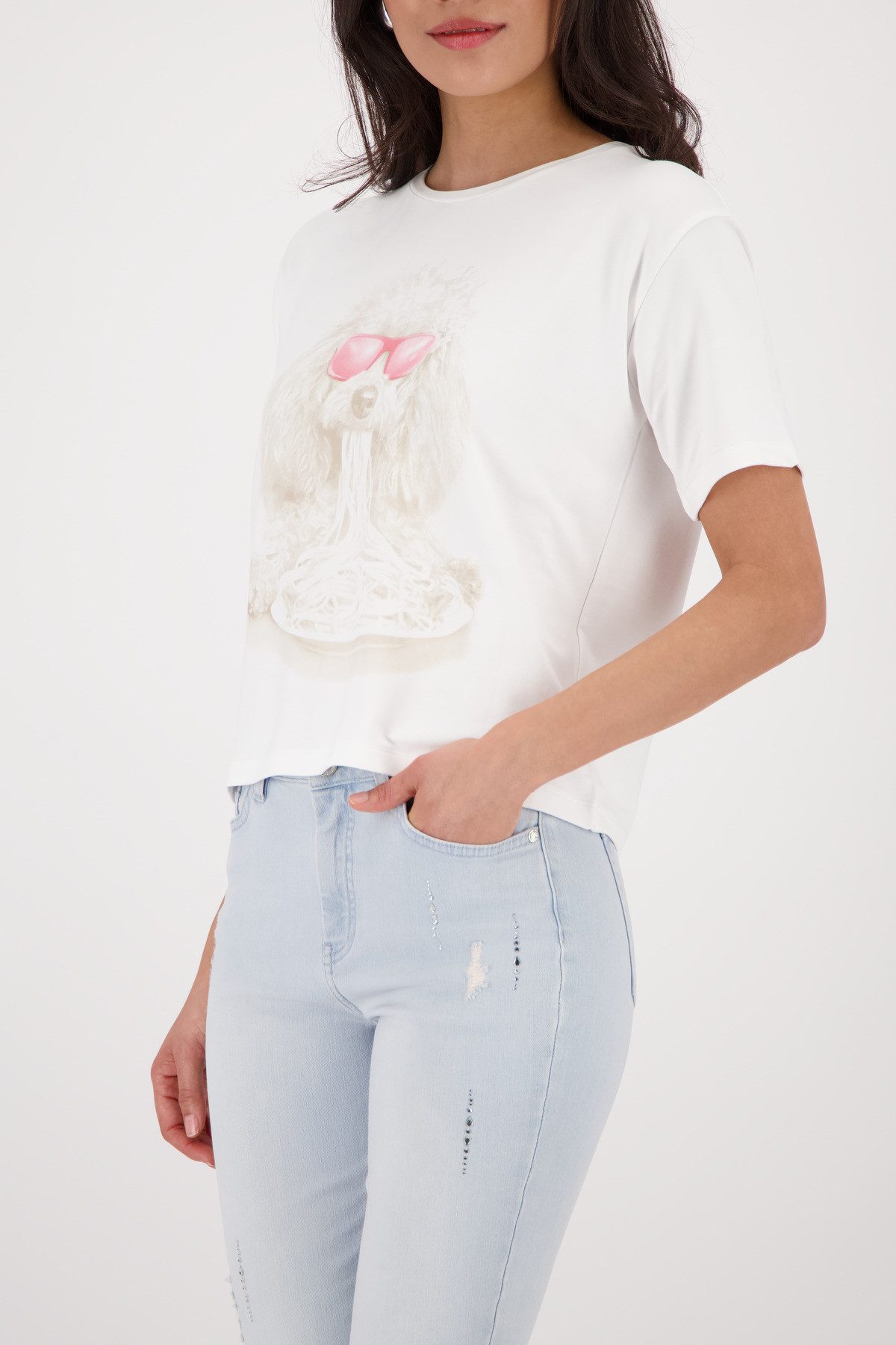 Monari T-Shirt Shirt Hund+Spaghetti Regular fit mit Hunde-Print günstig online kaufen