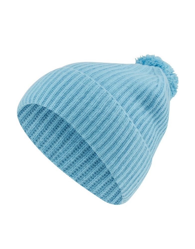 FALKE Strickmütze (Bommel) Unisex - Kaschmir, Bommel - himmelblau - 1 Stück
