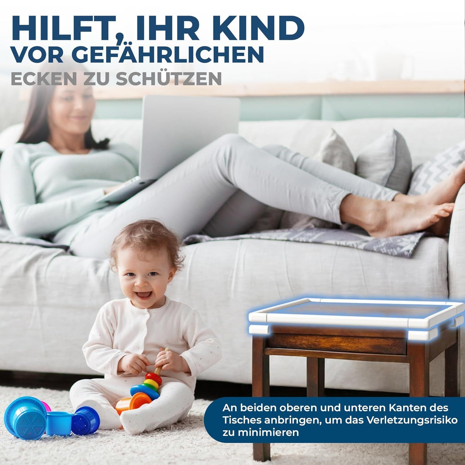 Hoffenbach Kindersicherung Kantenschutz-Set aus Schaumstoff, Eckenschutz und Fingerschutz