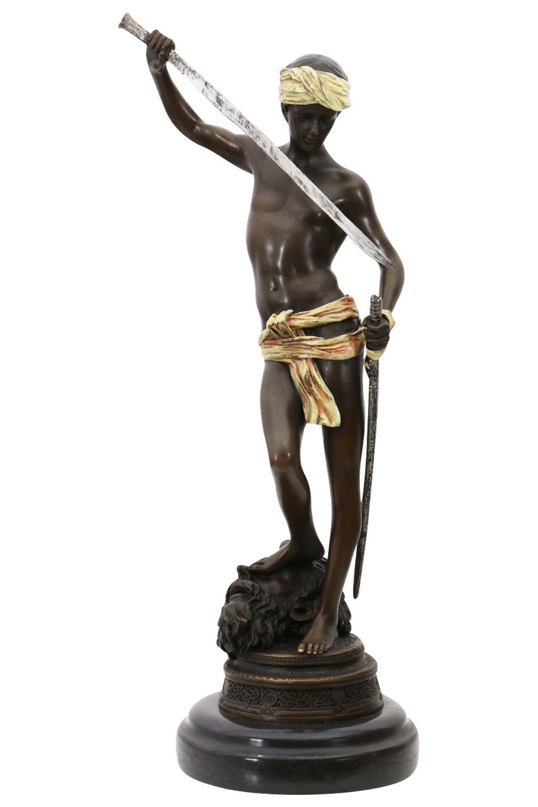 Aubaho Dekoobjekt Bronzeskulptur David Goliath im Antik-Stil Bronze Figur Statue 33cm