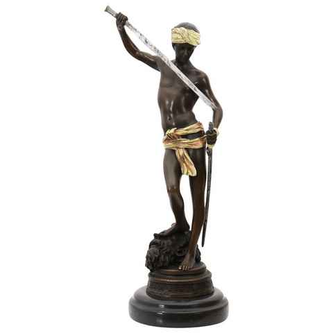 Aubaho Skulptur Bronzeskulptur David Goliath im Antik-Stil Bronze Figur Statue 33cm
